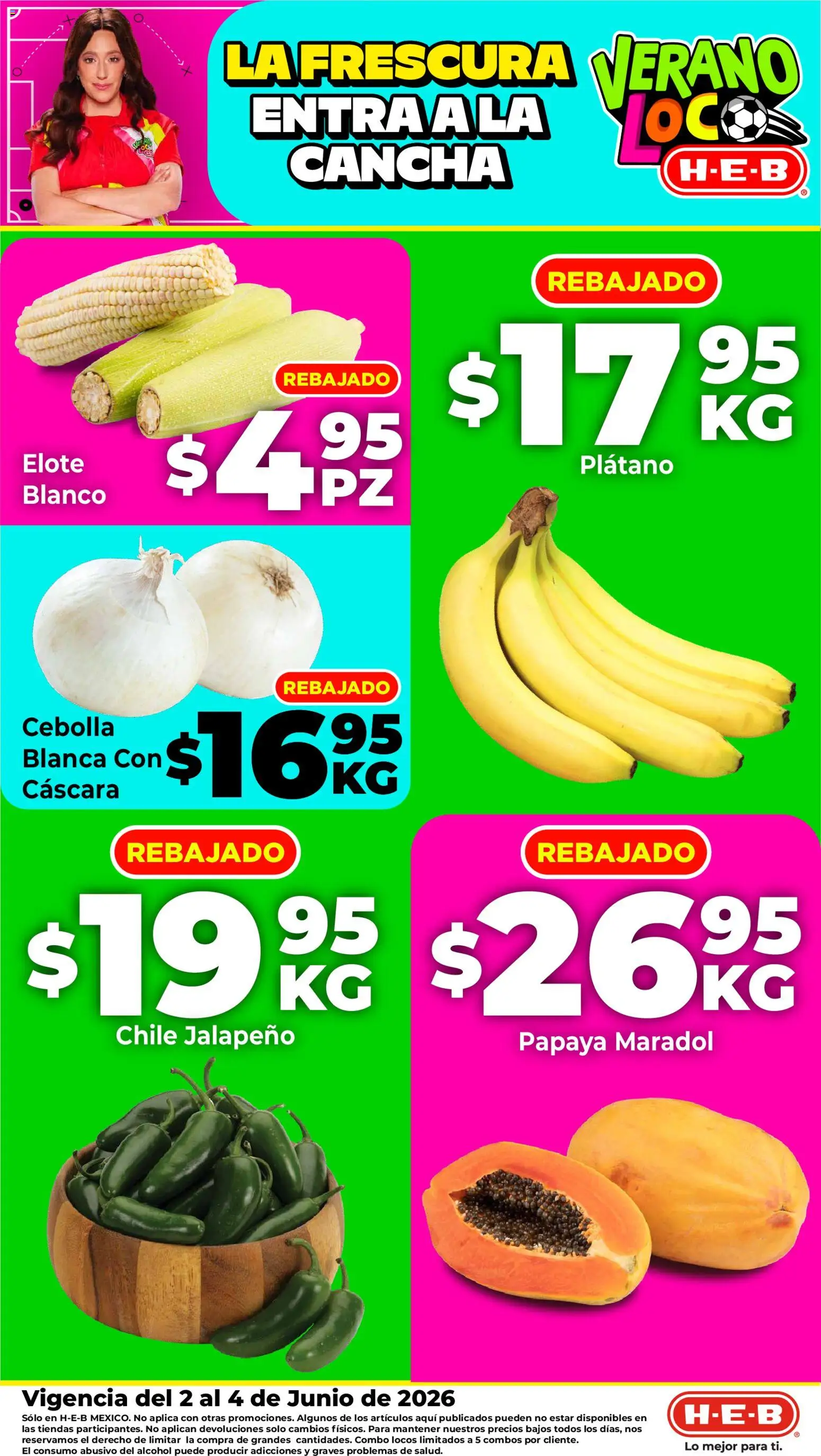 Nuevas ofertas de H-E-B válidas en toda la República Mexicana desde el 02.06.2026. ¡Encuentra las mejores ofertas en H-E-B folleto Fruta y venduras! | Página: 1