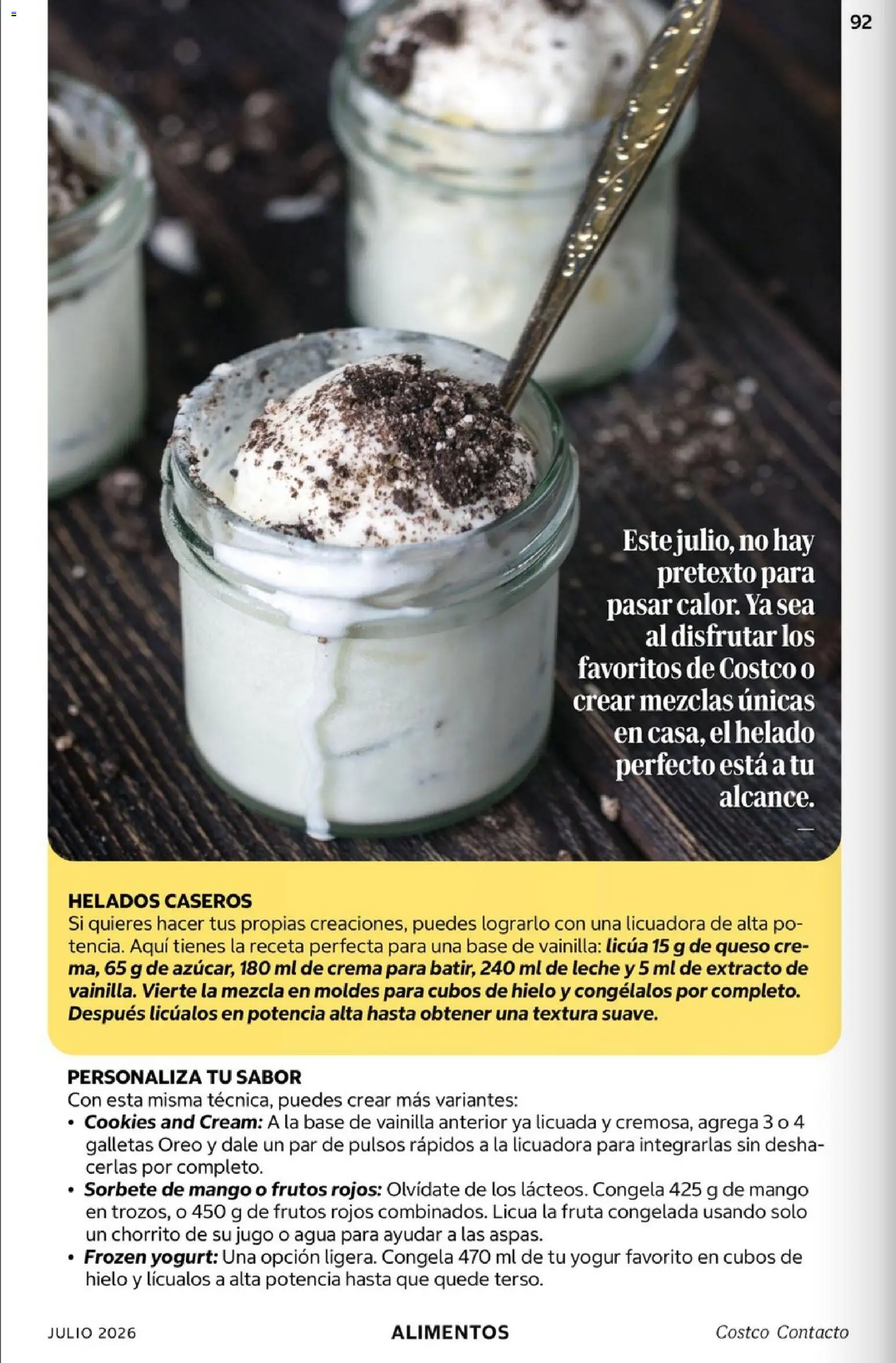 Nuevas ofertas de Costco válidas en toda la República Mexicana desde el 01/07/2026. ¡Encuentra las mejores ofertas en Costco Revista Julio 2026! | Página: 92 | Productos: Crema, Galletas, Helado, Licuadora