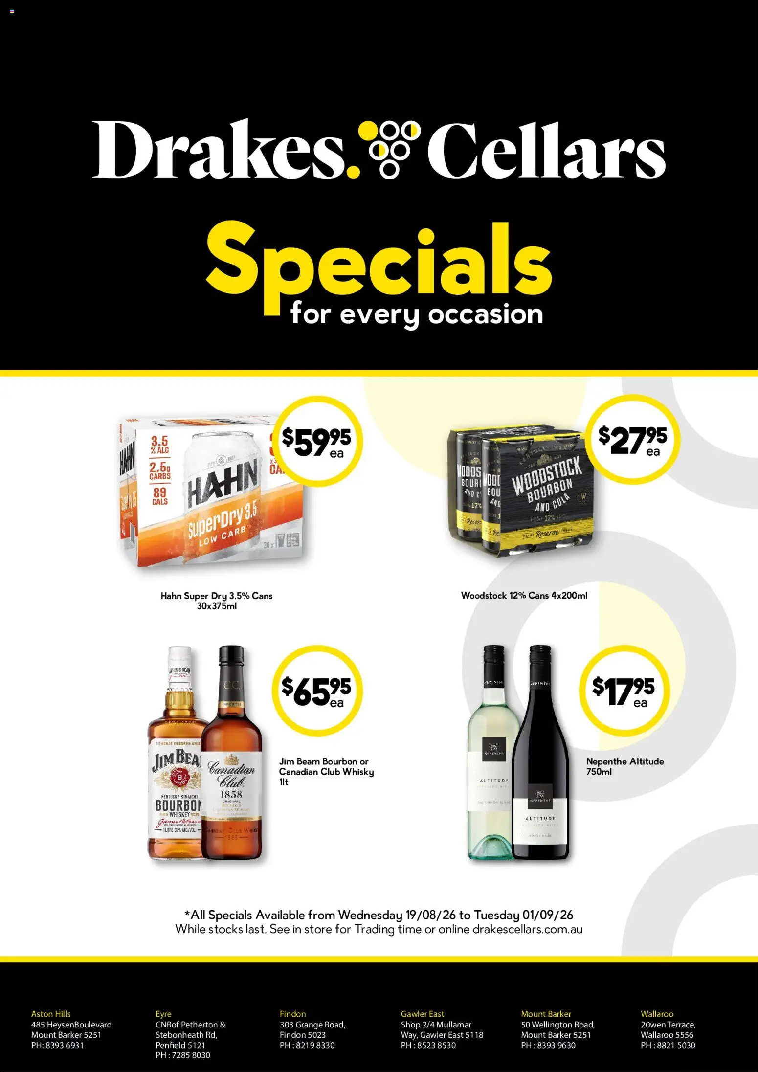 Drakes catalogue - valid from 19/08/2026 | Page: 1 | Products: Jim Beam, Bourbon, Whiskey, Hat