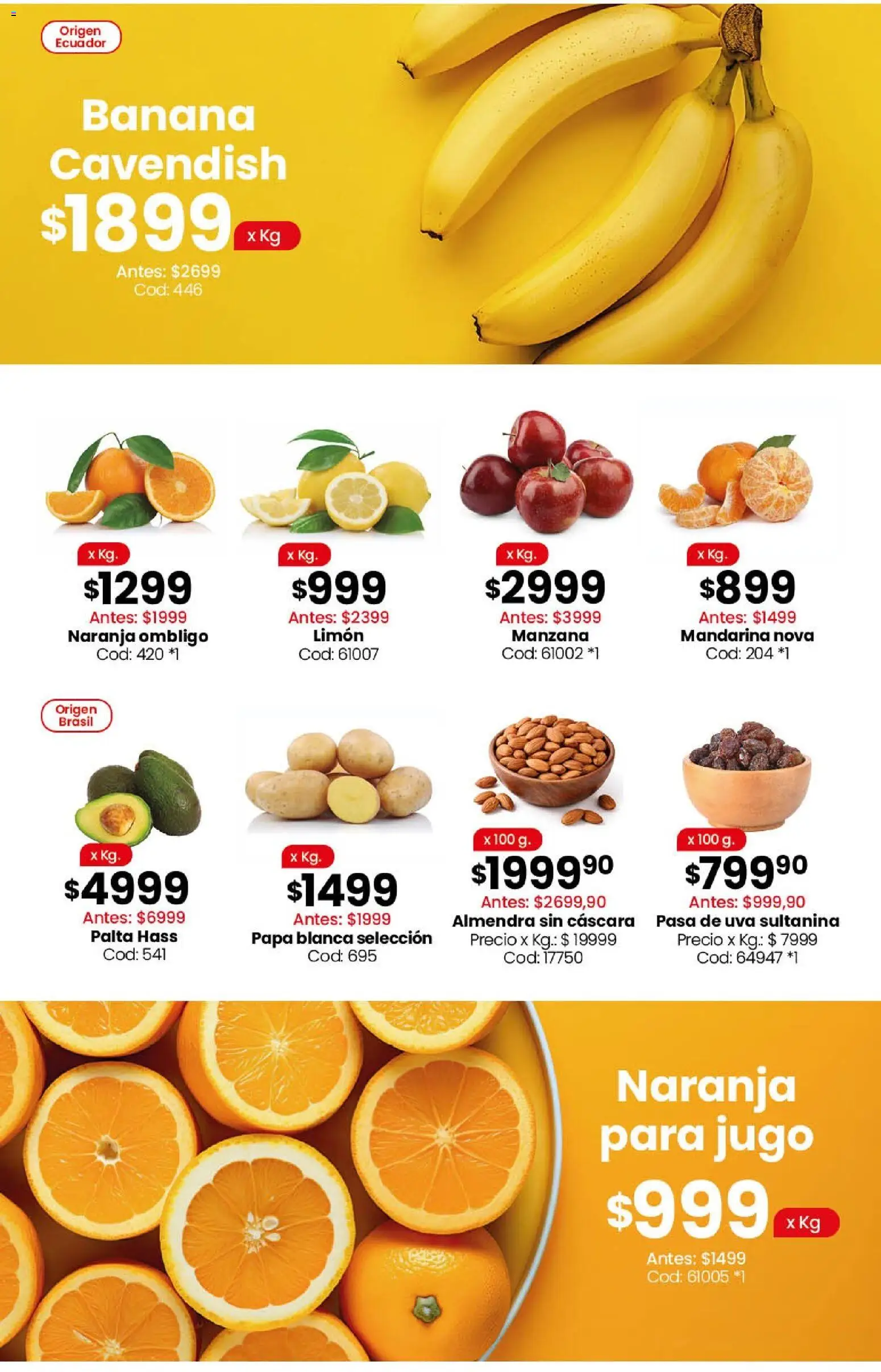 Coto - Carnes, verduras, pescadería, frescos y elaborados │ válido desde el 08.06.2026 | Página: 4 | Productos: Banana, Papa, Uva, Almendra