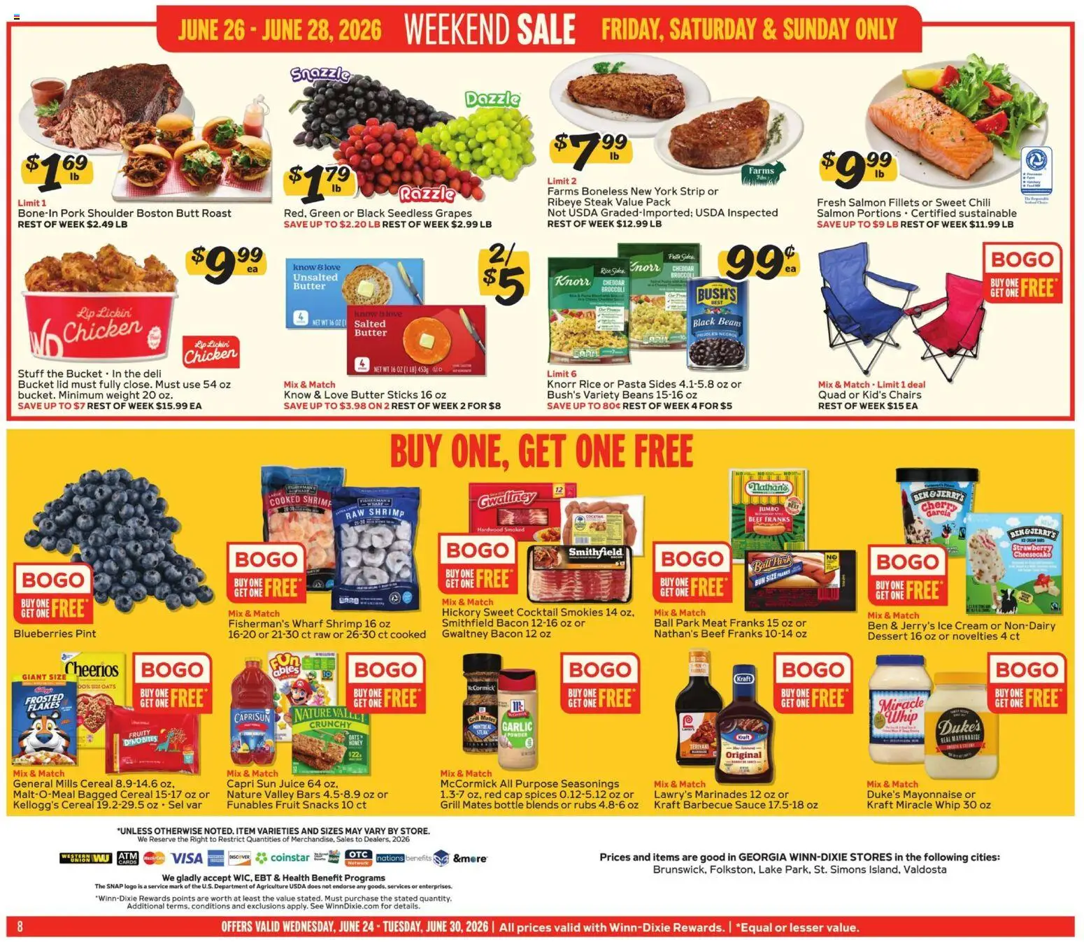 Winn Dixie Weekly Ad - valid from 06/24/2026 | Page: 8 | Products: Mayonnaise, Sauce, Grapes, Weight