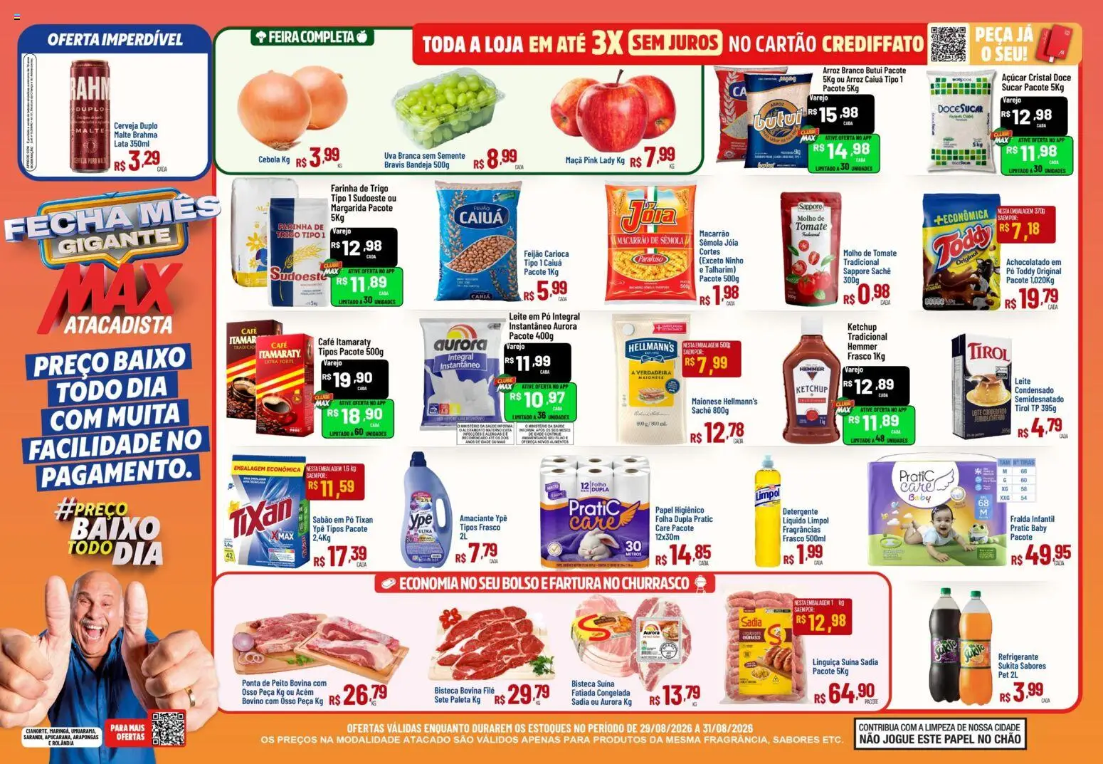 Max Atacadista Folheto - válido de 29/08/2026 | Página: 1 | Produtos: Cebola, Feijão, Café, Baixo