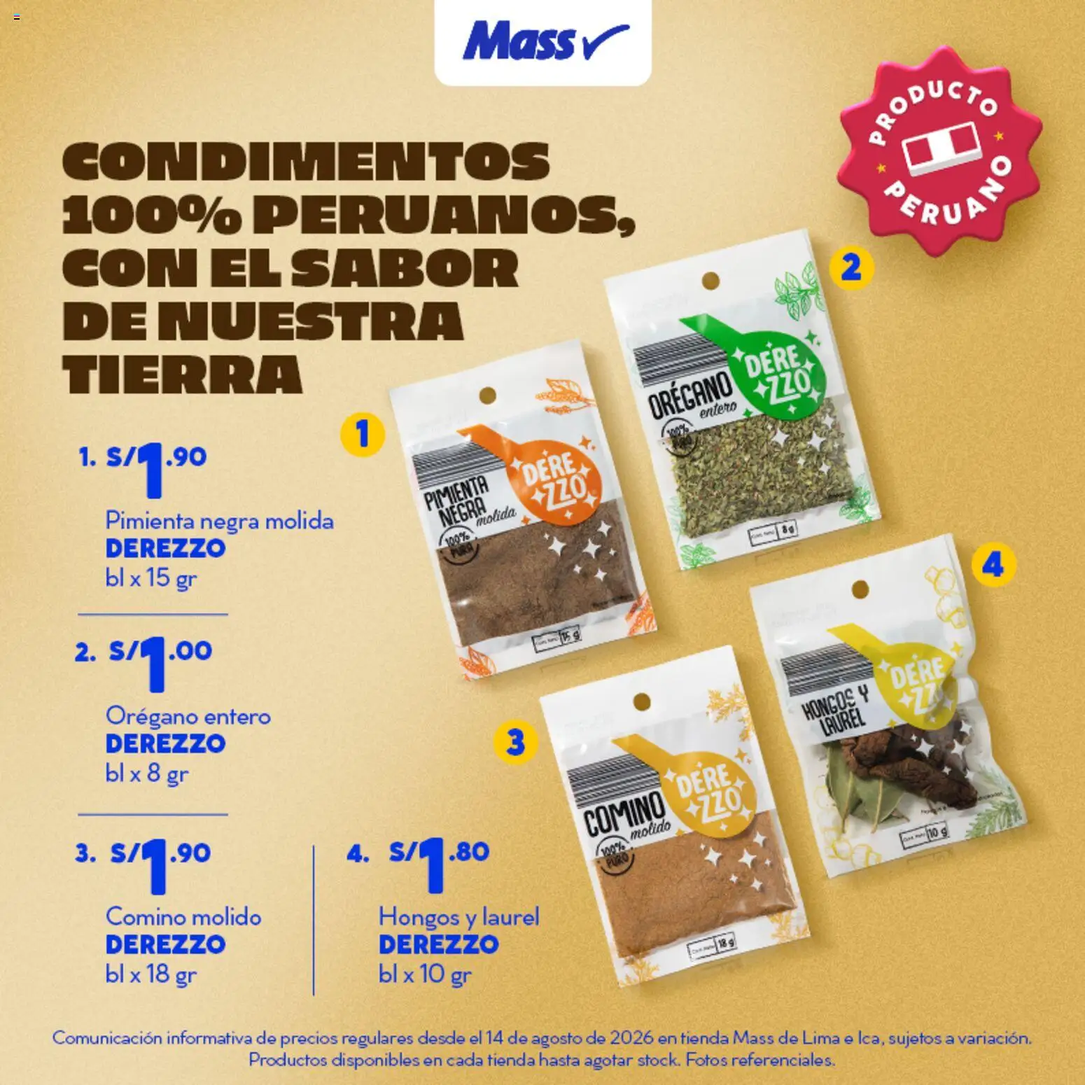 Catálogo Mass válido desde 14/08/2026 | Página: 4 | Productos: Hongos, Tierra, Lima
