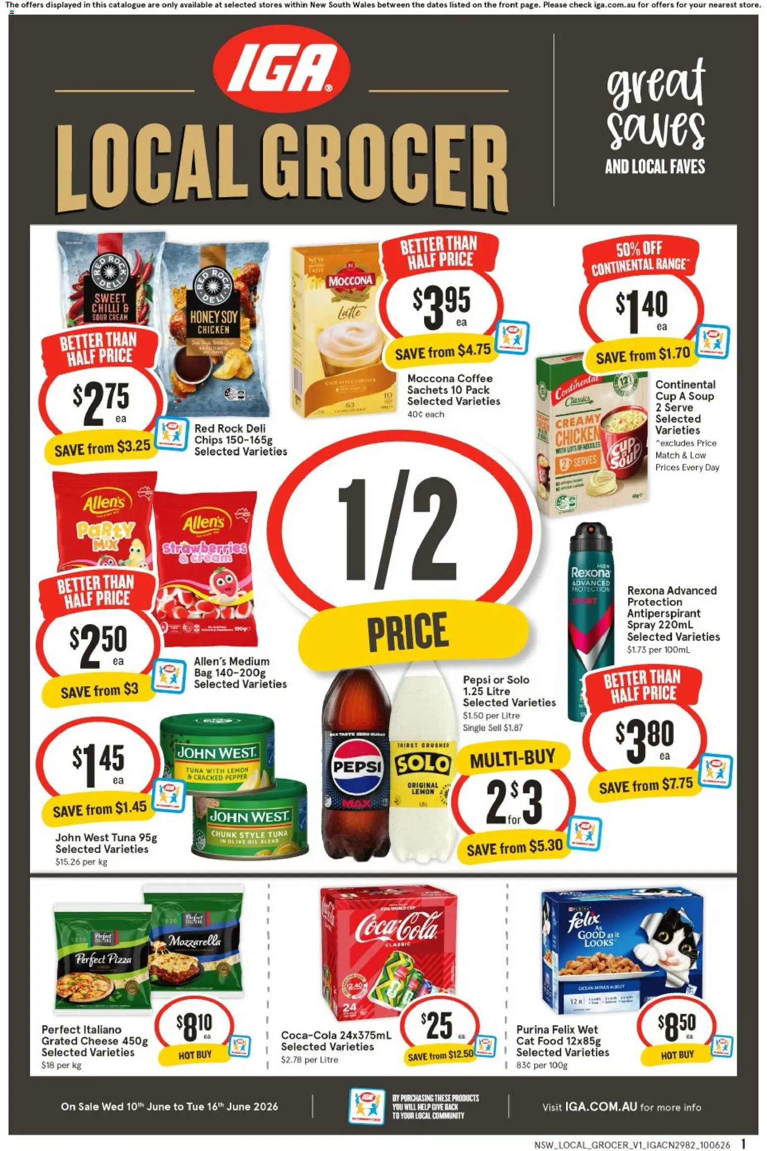 IGA catalogue - valid from 10.06.2026 | Page: 1 | Products: Pizza, Sour cream, Pepper, Bag