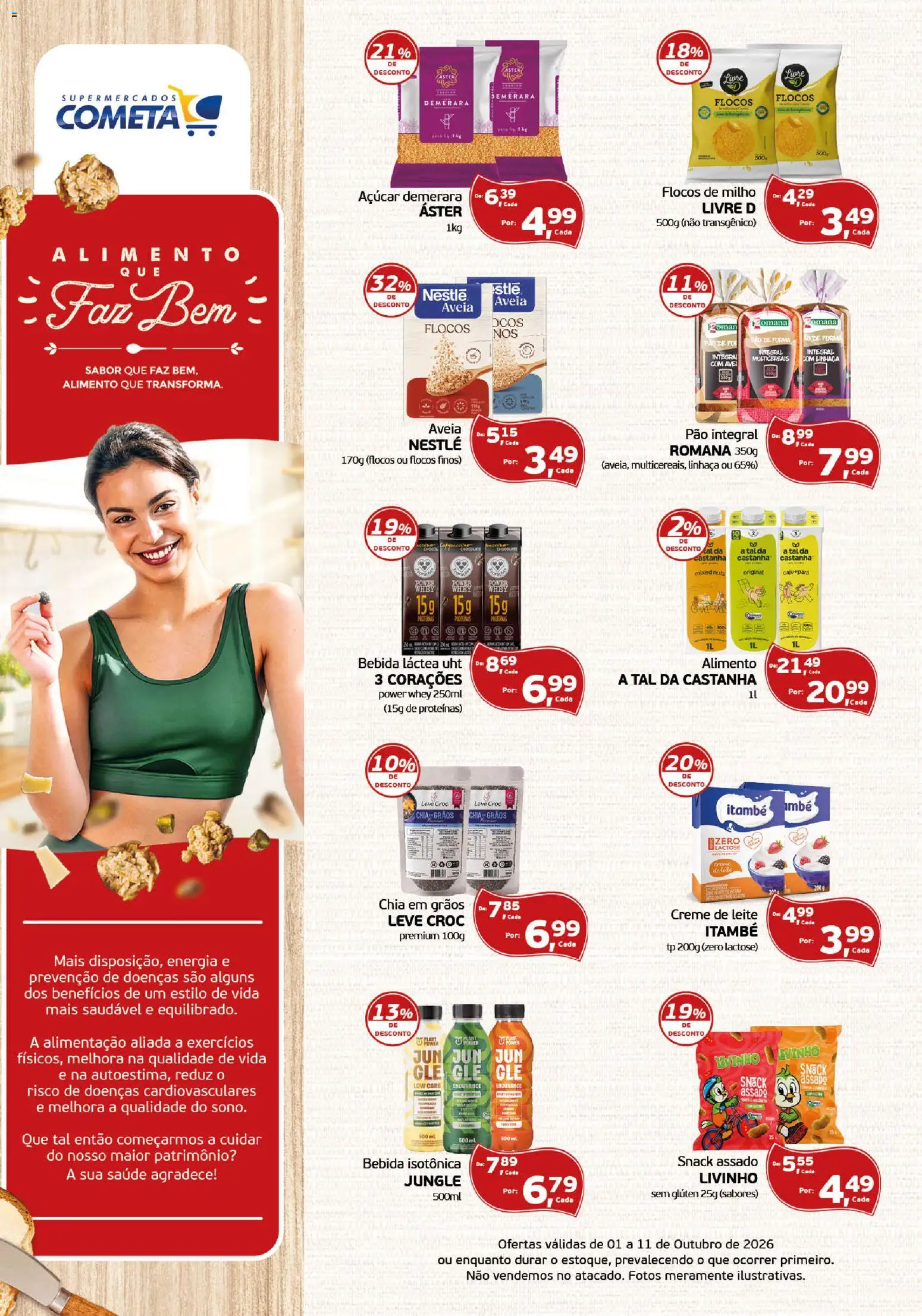 Cometa Supermercados Folheto - válido de 01/10/2026 | Página: 1 | Produtos: Chia, Pão, Chocolate, Aveia