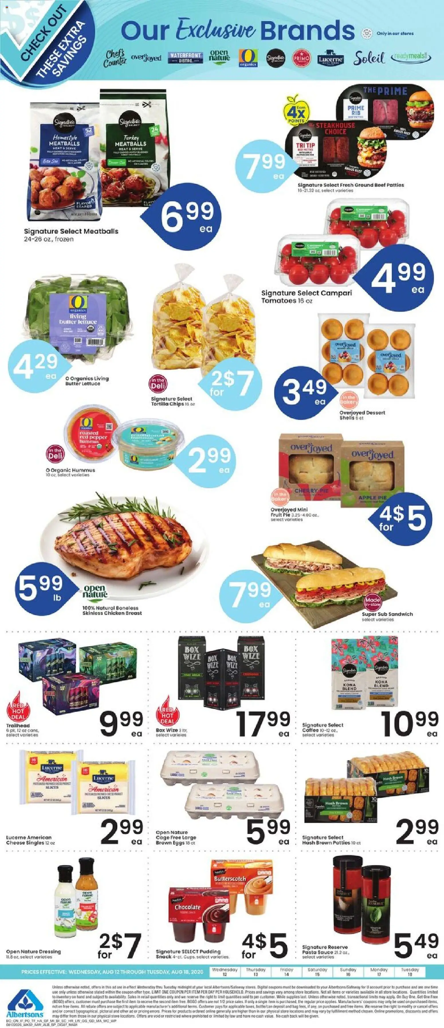 Albertsons Weekly Ad - valid from 08/12/2026 | Page: 8 | Products: Lettuce, Pasta, Pudding, Hummus