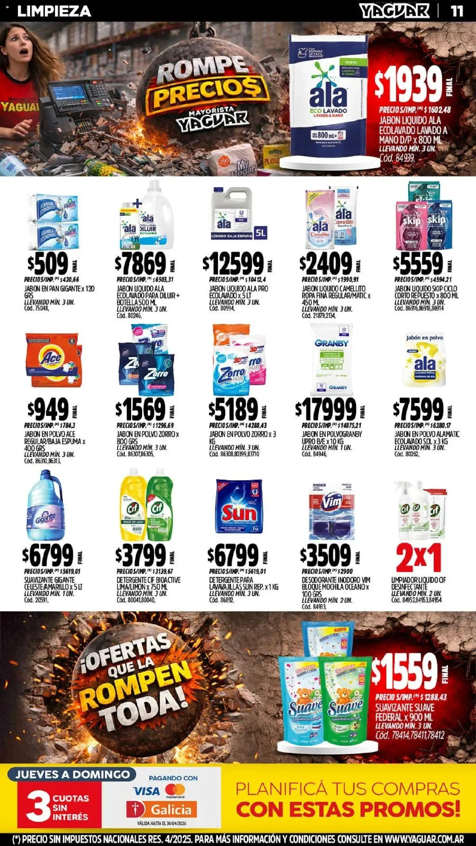 Yaguar - Oferta Semanal General Roca │ válido desde el 06/04/2026 | Página: 12 | Productos: Botella, Desodorante, Jabón en polvo, Pan