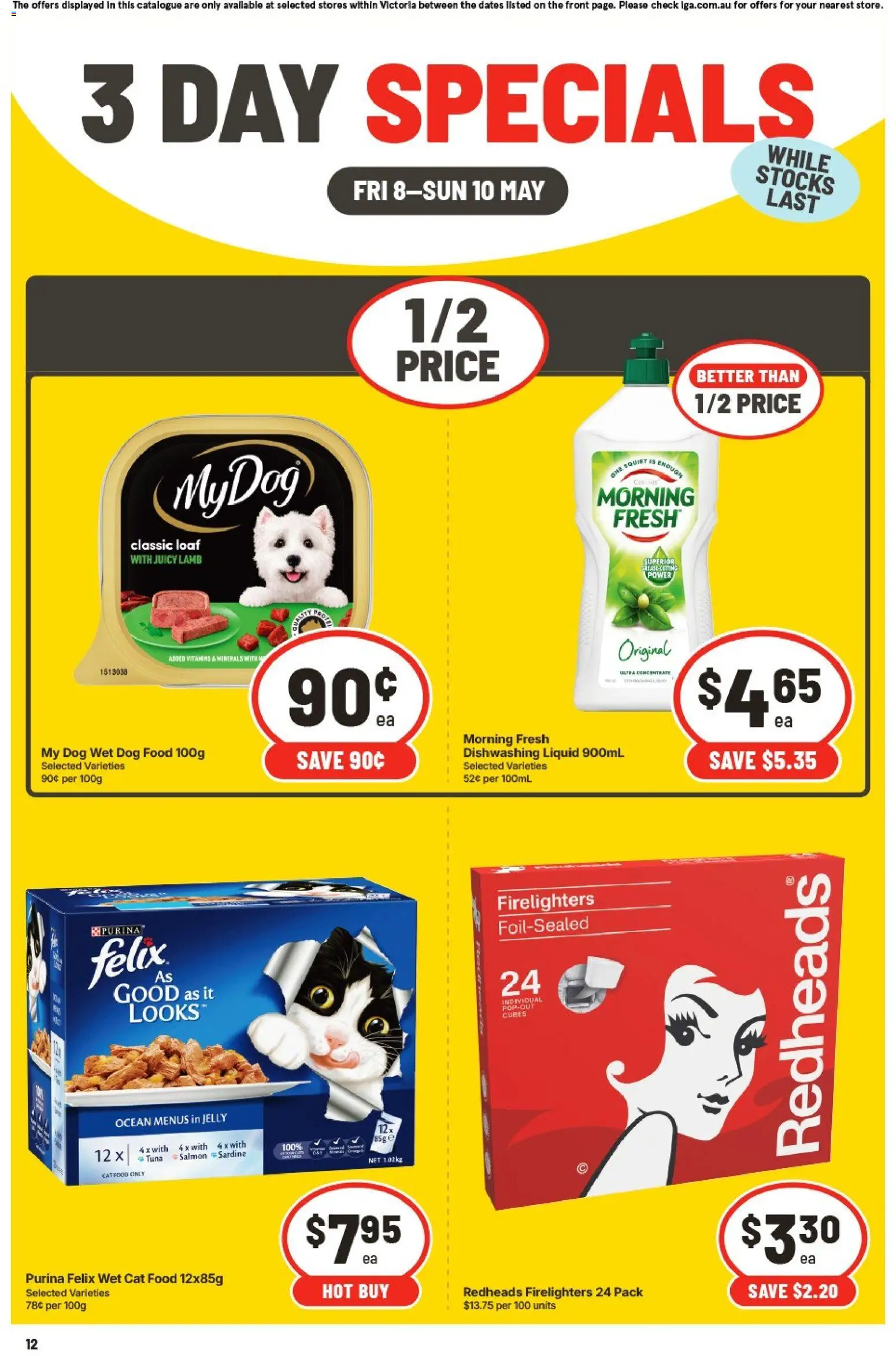 IGA catalogue - valid from 08.05.2026 | Page: 3 | Products: Lamb, Dog food, Salmon, Tuna