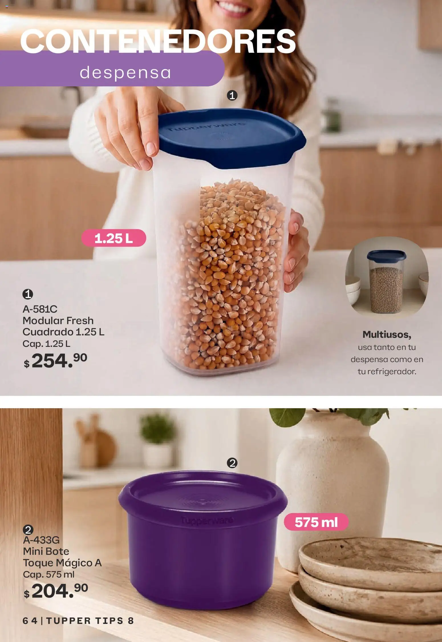 Nuevas ofertas de Tupperware válidas en toda la República Mexicana desde el 13/07/2026. ¡Encuentra las mejores ofertas en Tupperware catálogo! | Página: 64 | Productos: Tupper, Modular, Despensa