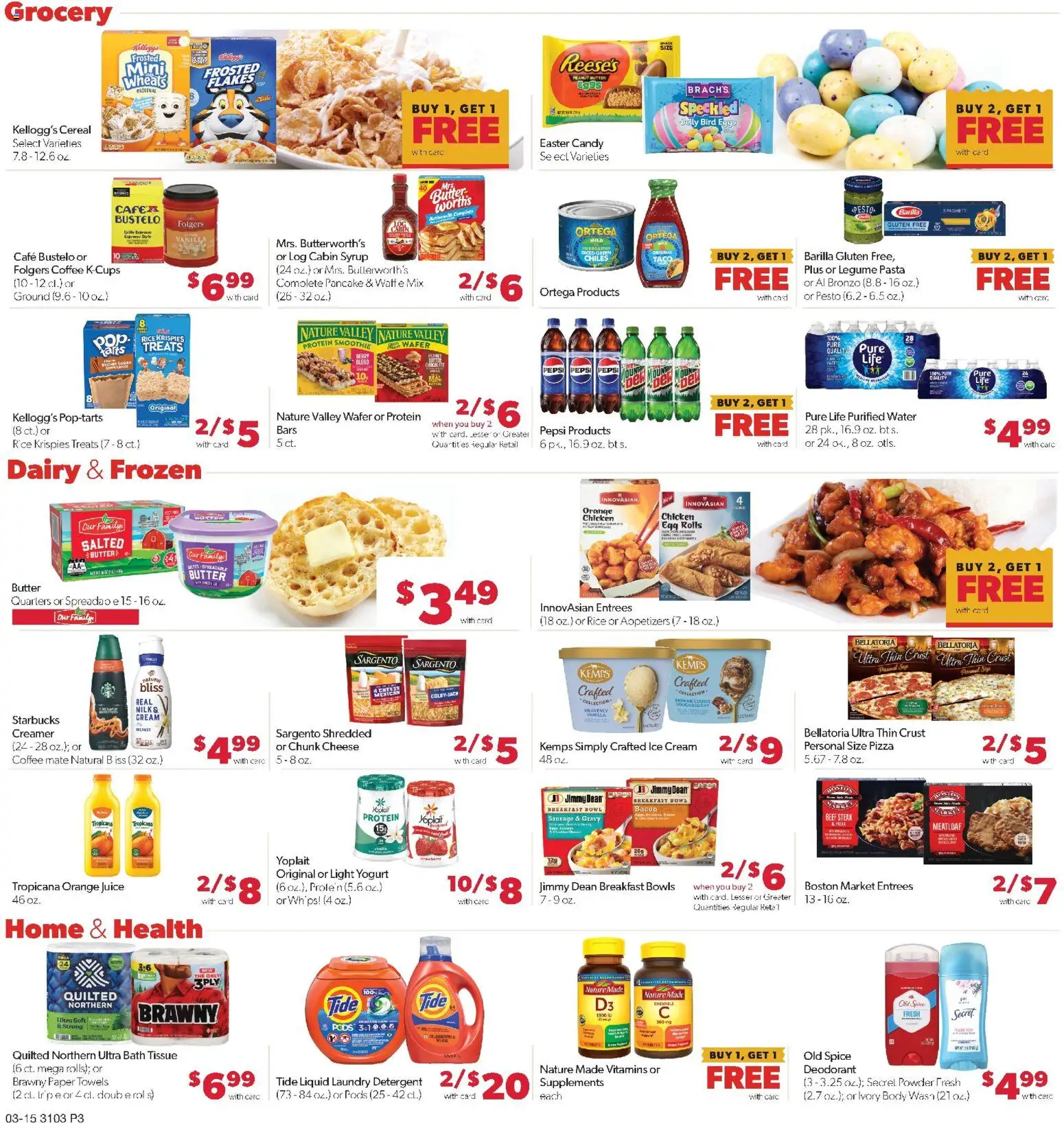 Family Fare Weekly Ad - valid from 15.03.2026 | Page: 3 | Products: Bath, Milk, Butter, Coffee