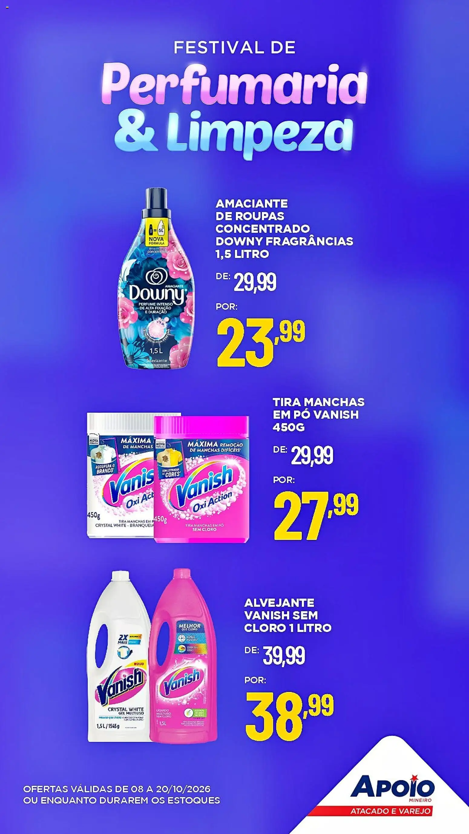 Apoio Mineiro Folheto - válido de 08/09/2026 | Página: 4 | Produtos: Cloro, Alvejante, Roupas, Vanish