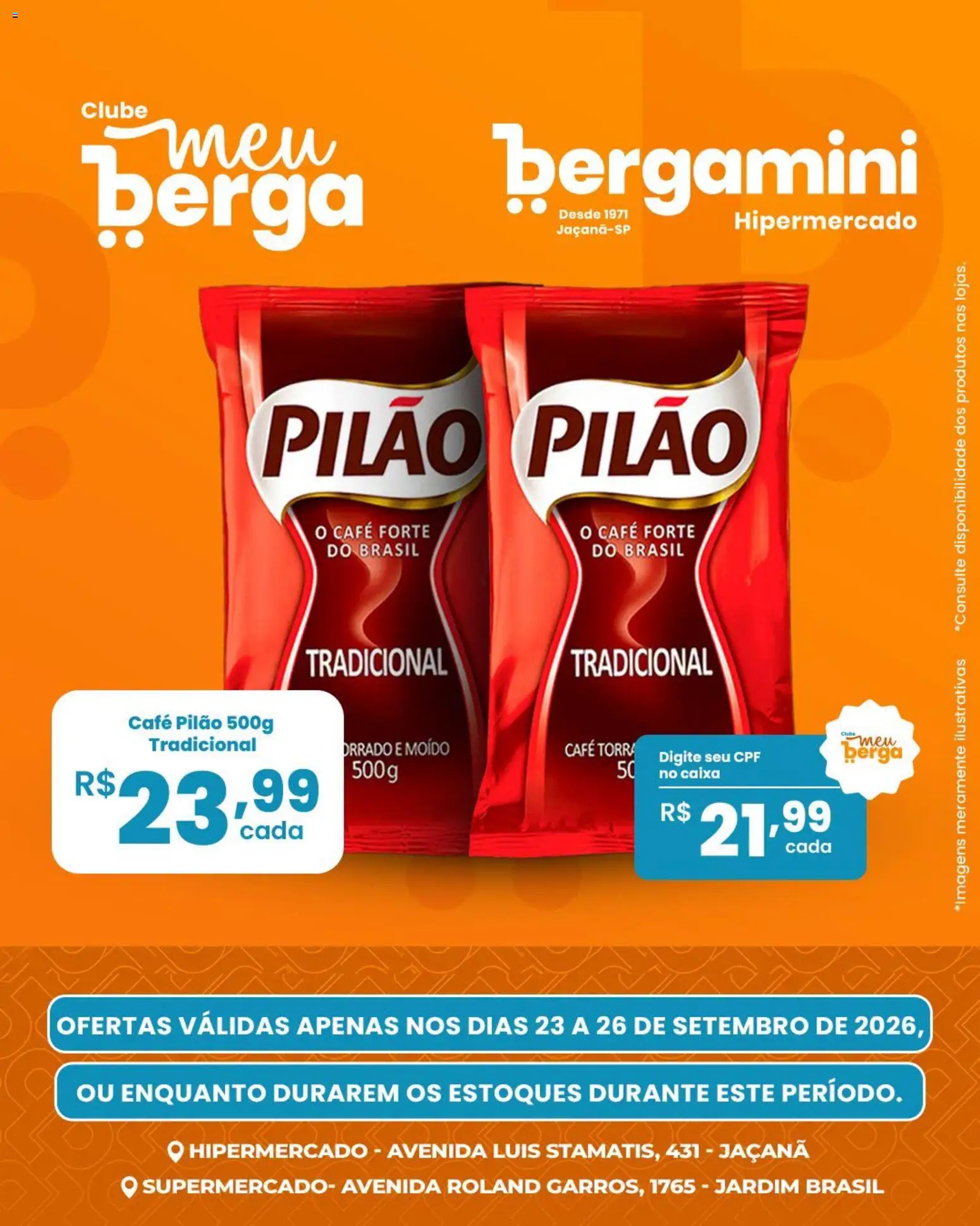 Supermercado Bergamini Folheto - válido de 23/09/2026 | Página: 2 | Produtos: Caixa, Café, Café pilão