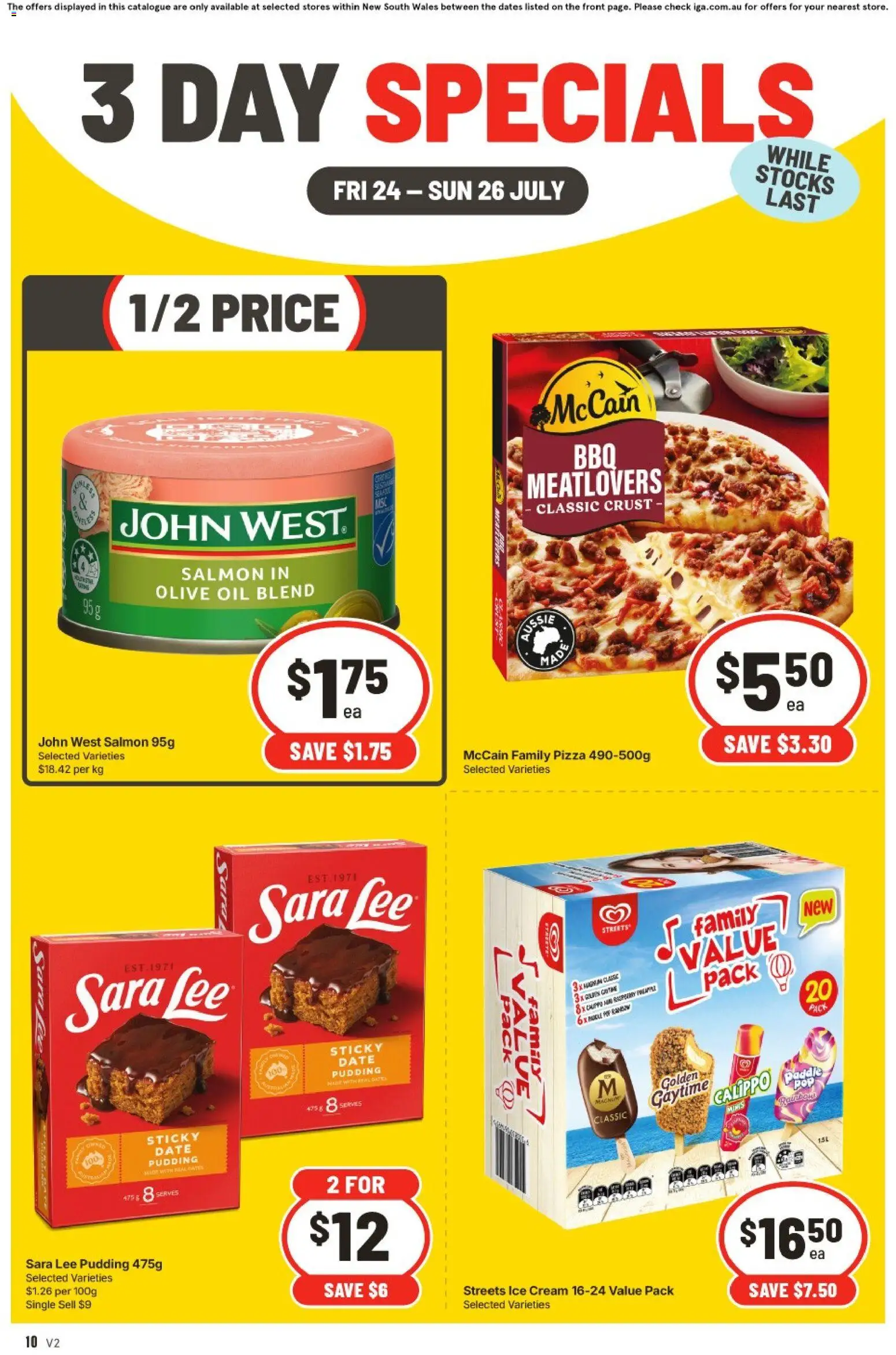 IGA catalogue - valid from 24/07/2026 | Page: 1 | Products: Olive oil, Pudding, Ice cream, Date