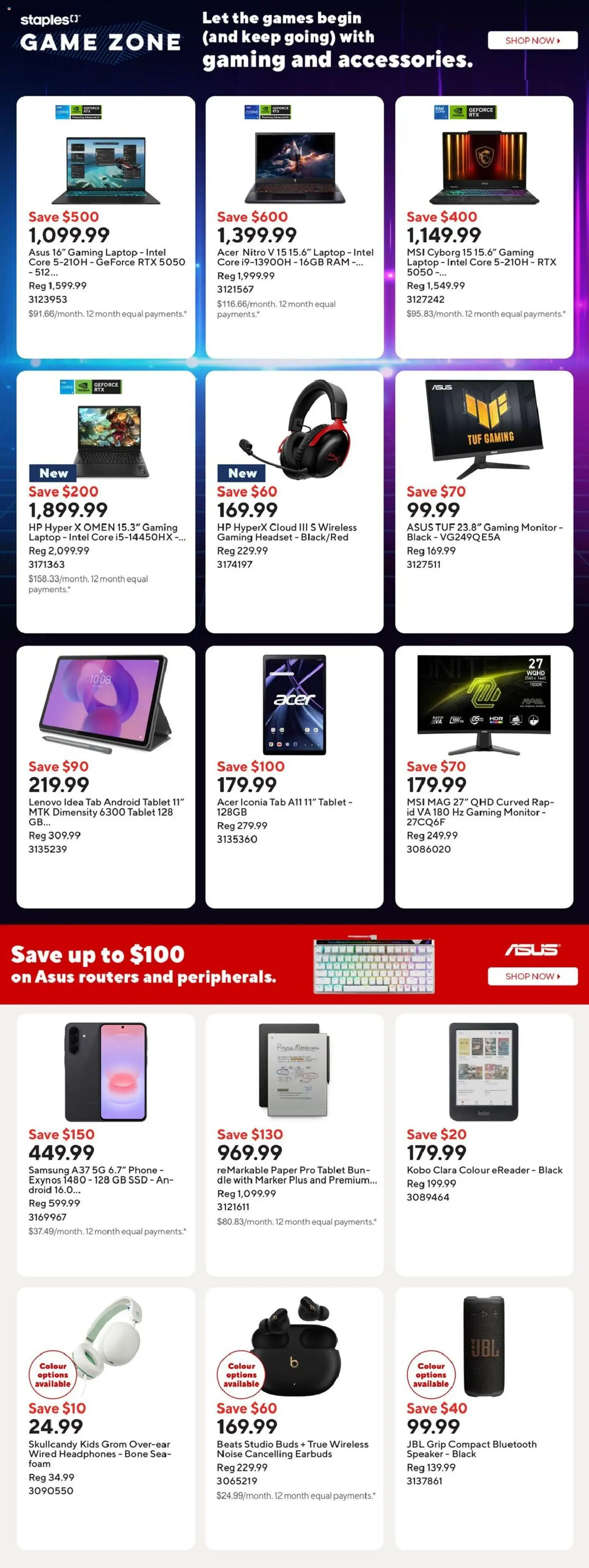 Staples flyer valid from Aug 21, 2026 | Page: 14 | Products: Tablet, Monitor, Game, Foam
