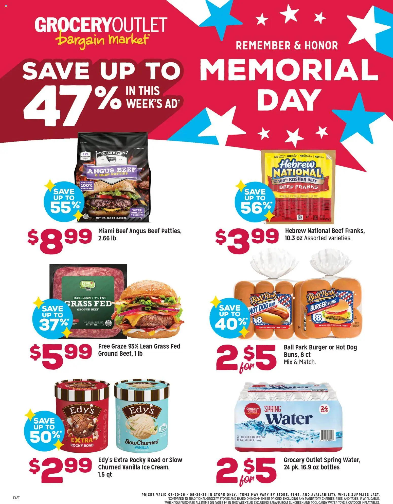Grocery Outlet Weekly Ad - PA - valid from 20.05.2026 | Page: 1 | Products: Corn, Beef, Water