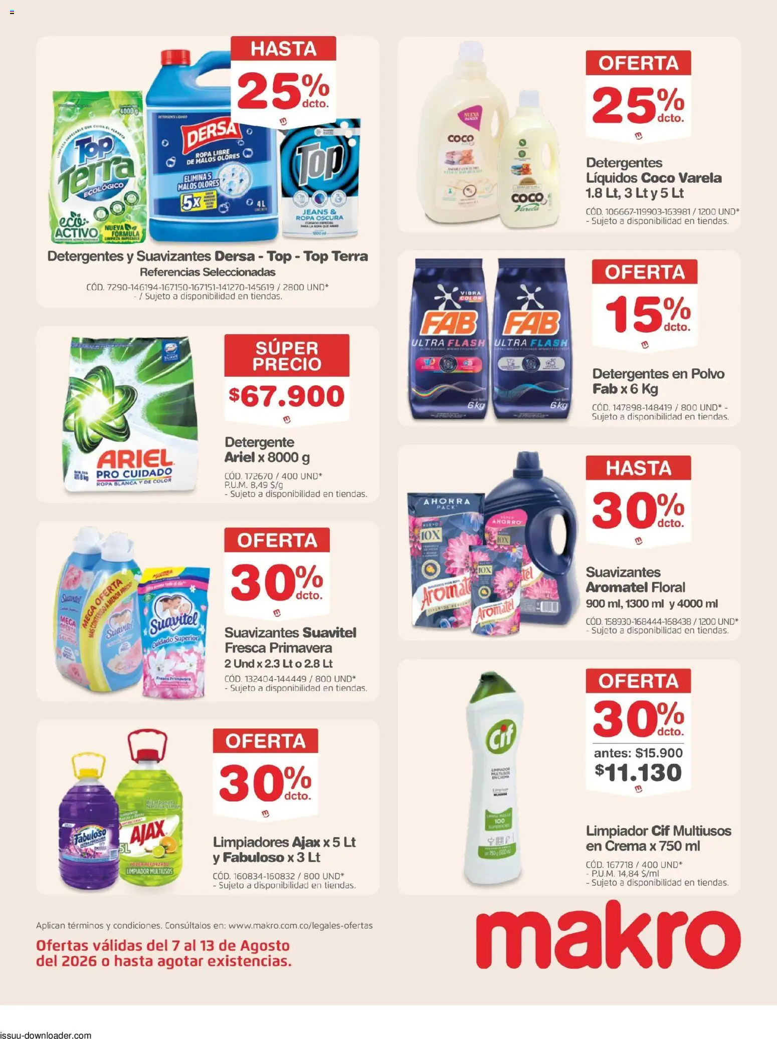 Makro revista - valida desde el 07/08/2026 | Página: 22 | Productos: Crema, Limpiador, Coco, Detergente