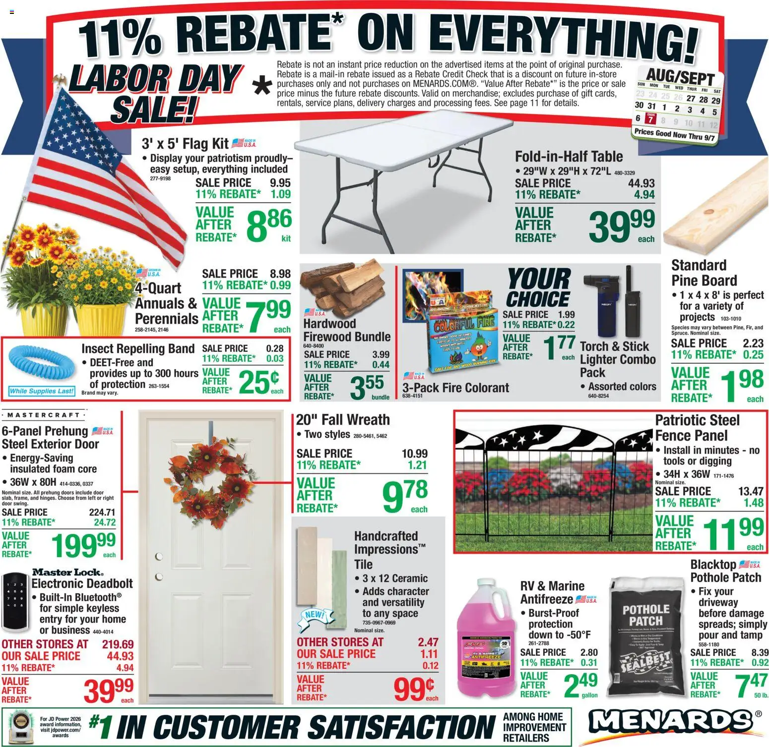 Menards - Weekly Ad - valid from 08/26/2026 | Page: 1 | Products: Firewood, Antifreeze, Lighter, Tools
