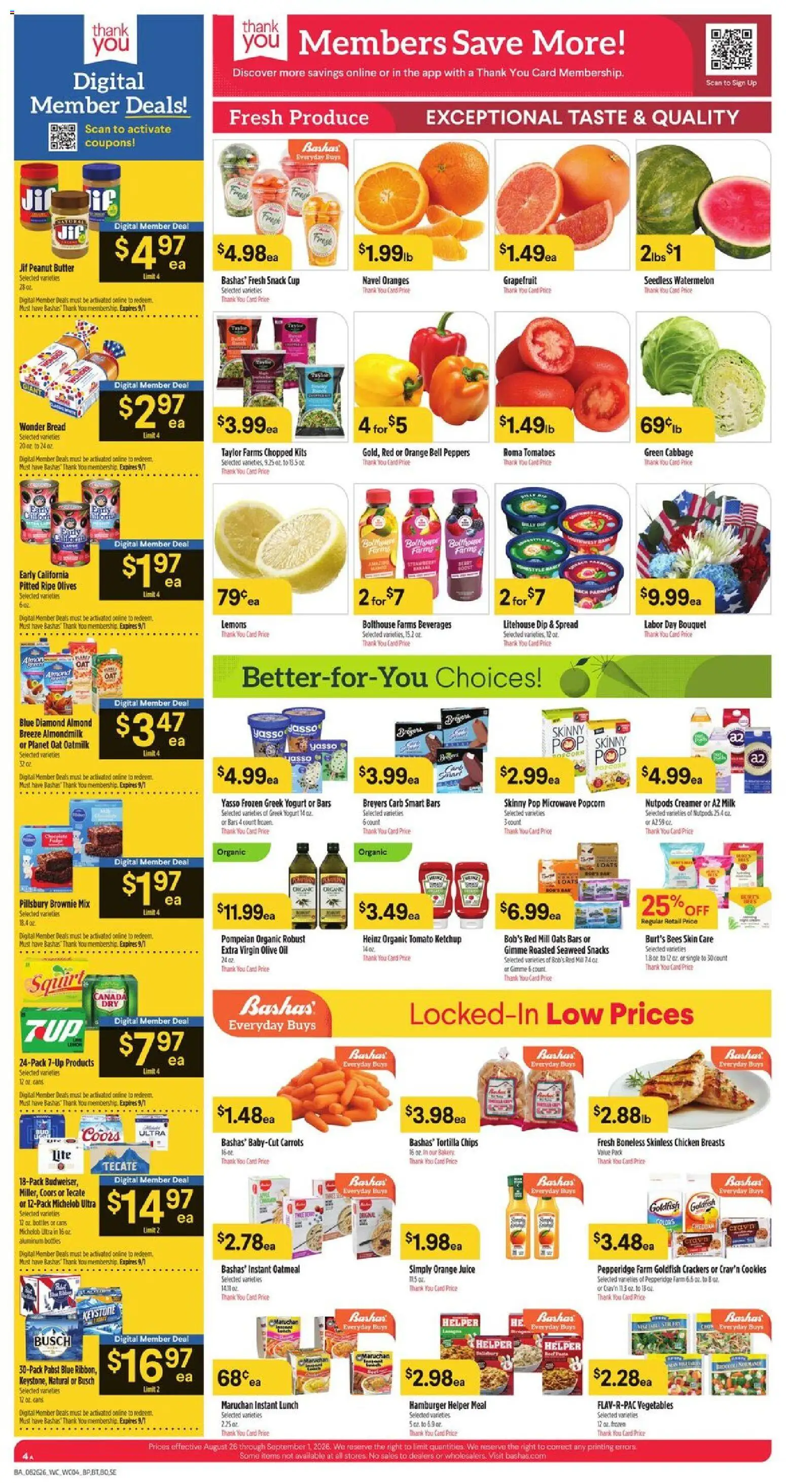 Basha's Weekly Ad - valid from 08/26/2026 | Page: 4 | Products: Yogurt, Hamburger, Oil, Microwave