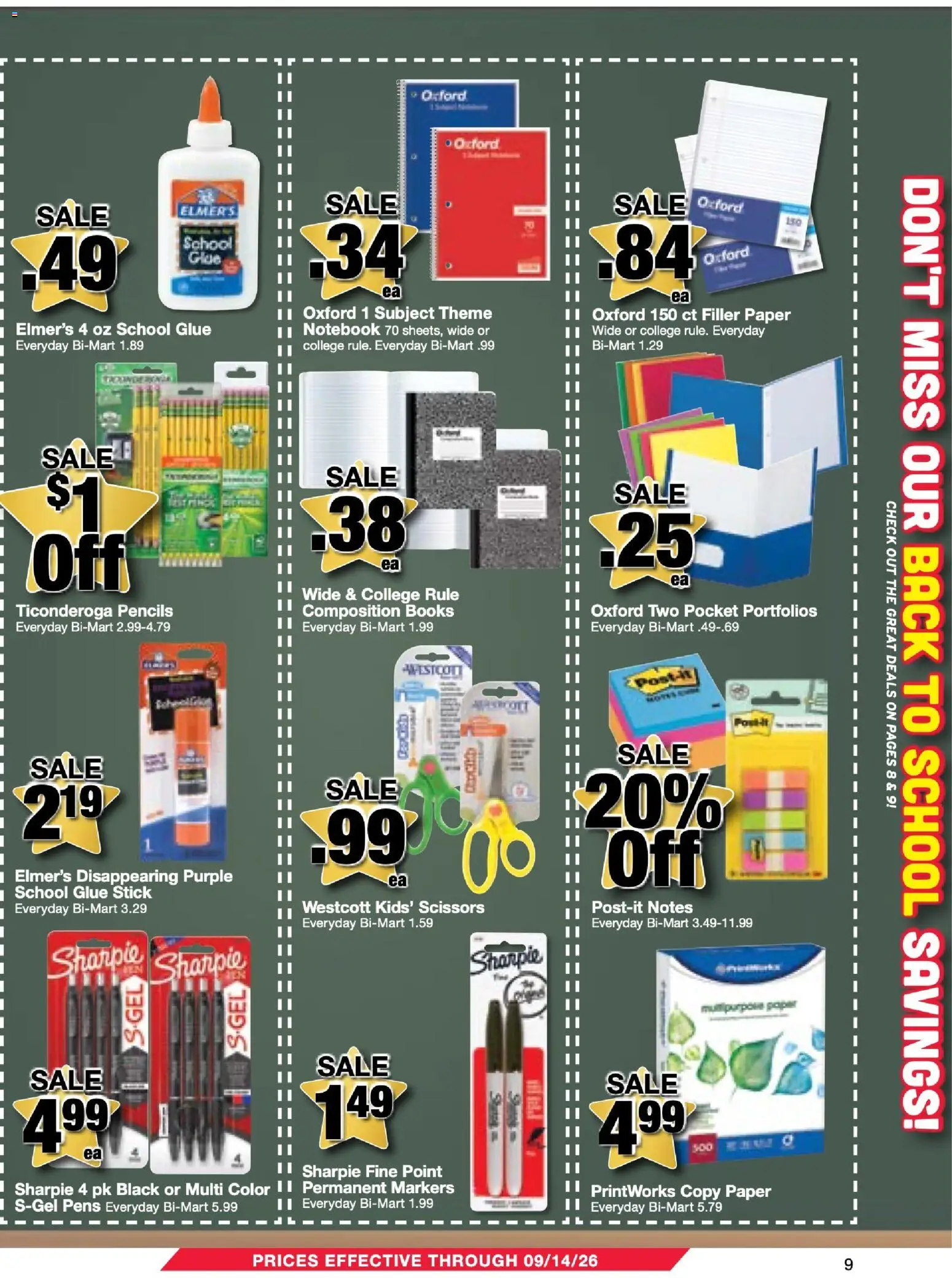 Bi-Mart Membership Saving Book - valid from 08/25/2026 | Page: 9 | Products: Notebook, Books