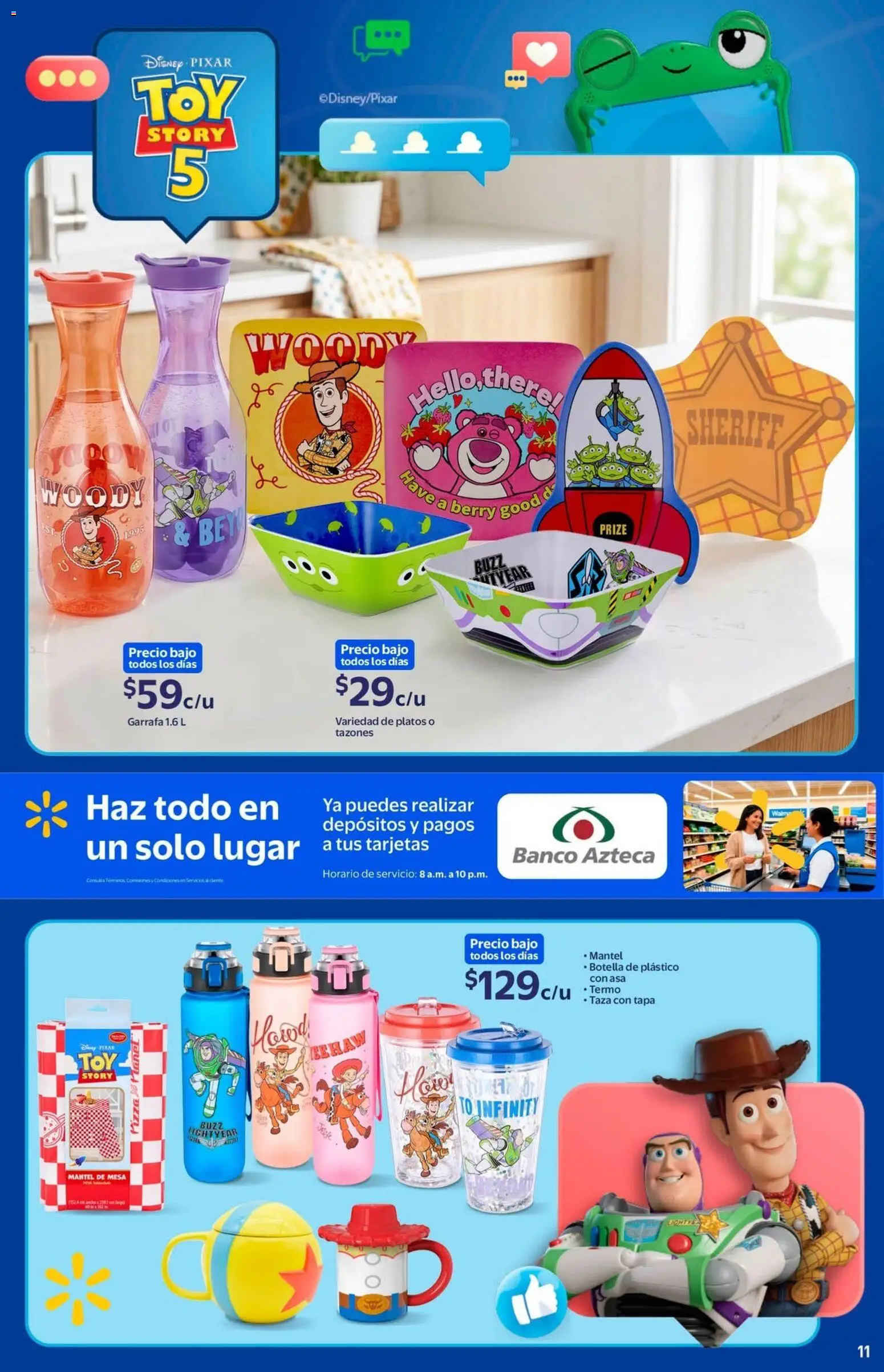 Nuevas ofertas de Walmart válidas en toda la República Mexicana desde el 08.06.2026. ¡Encuentra las mejores ofertas en Walmart folleto Toy Story! | Página: 11 | Productos: Taza, Banco, Botella, Termo