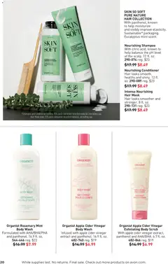Preview of Avon weekly ads valid from 07/01/2026 | Page: 20 | Products: Apple Cider Vinegar, Vinegar, Hair mask, Mask