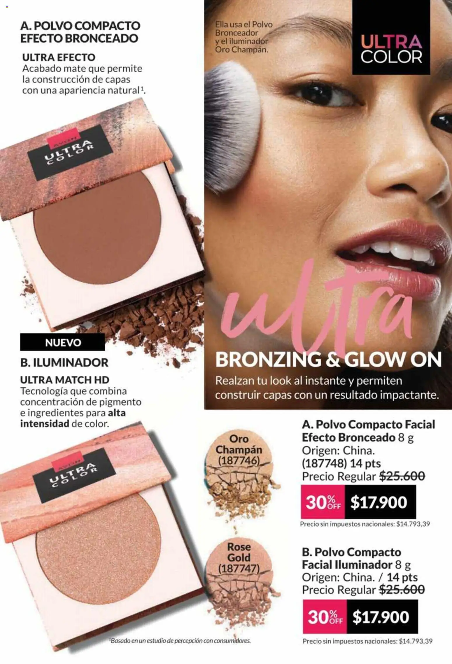 Catálogo AVON Campaña 5/2026 │ válido desde el 01.05.2026 | Página: 19 | Productos: Mate, Polvo, Bronceador, Polvo compacto