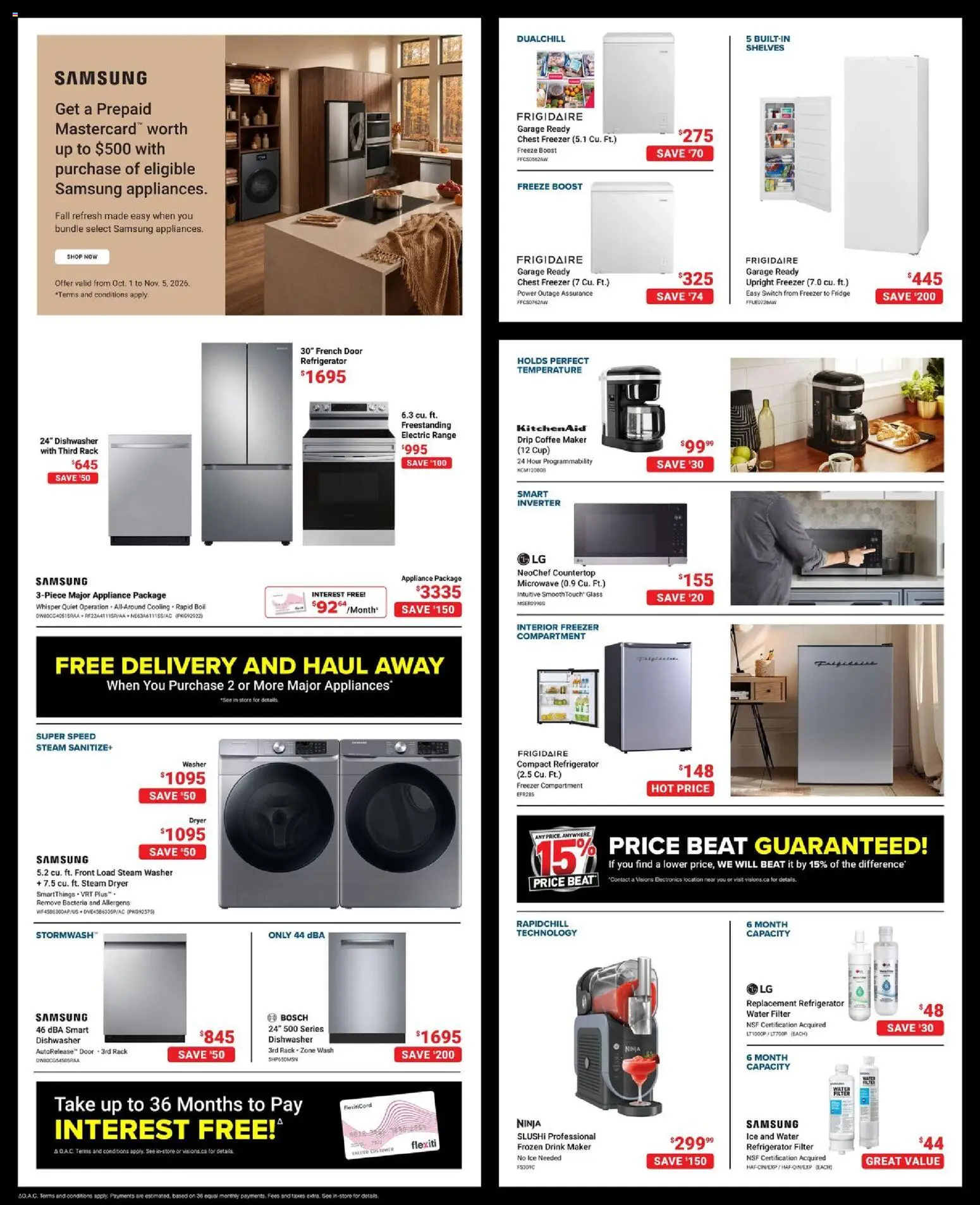 Visions flyer valid from Oct 2, 2026 | Page: 5 | Products: Water, Dryer, Door, Ice