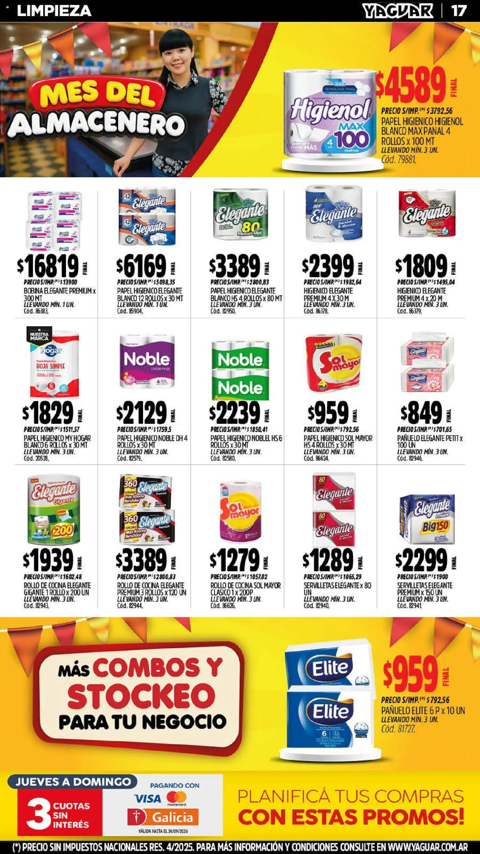 Yaguar - Oferta Semanal Chaco │ válido desde el 07/09/2026 | Página: 17 | Productos: Papel higiénico, Pañuelo, Cocina, Servilletas