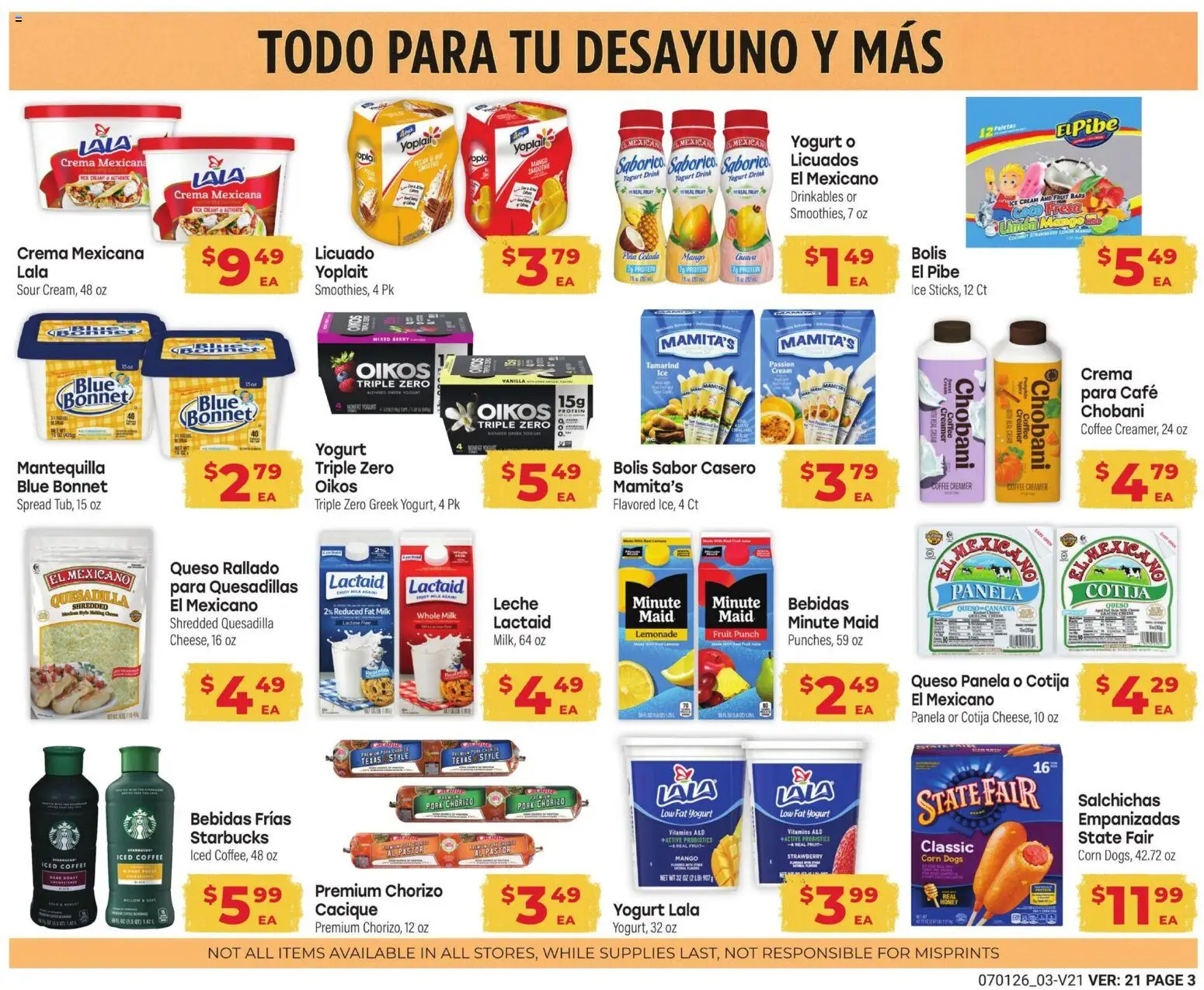 El Rancho Monthly Ad - valid from 07/01/2026 | Page: 3 | Products: Milk, Yogurt, Pork, Mango