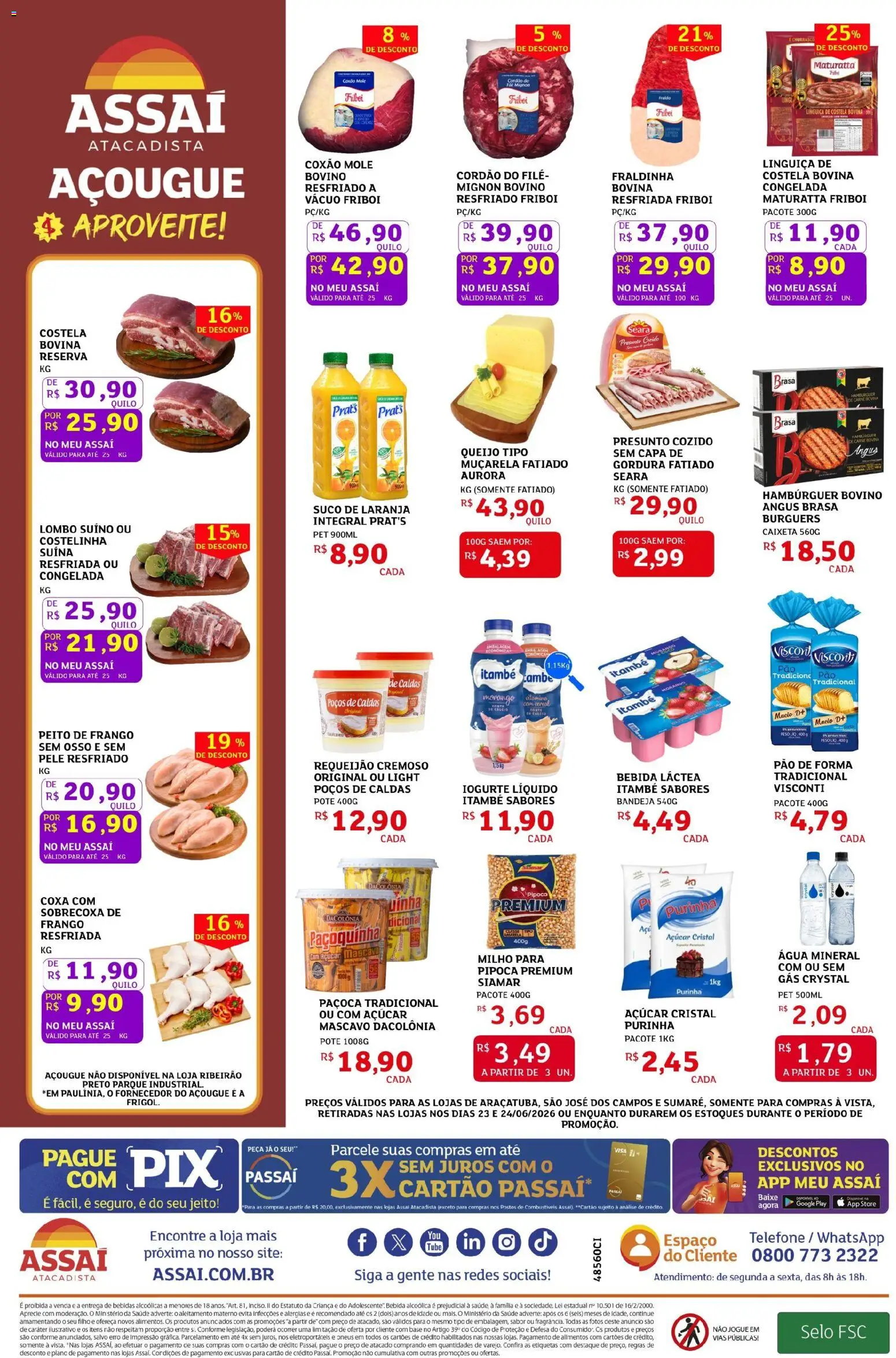 Assaí Atacadista Folheto - válido de 23/06/2026 | Página: 2 | Produtos: Queijo, Base, Requeijão, Paçoca
