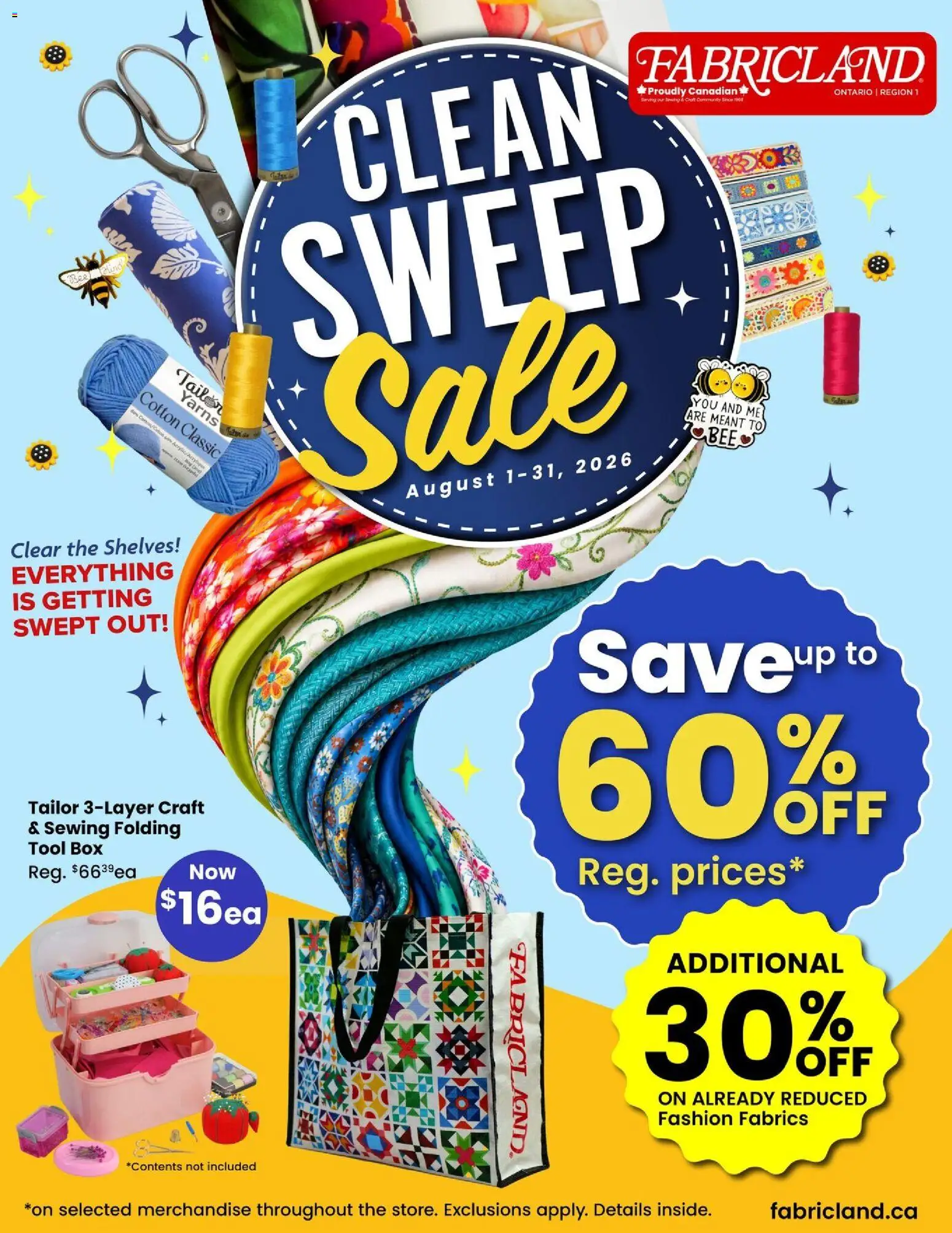 Fabricland flyer valid from Aug 1, 2026 | Page: 1