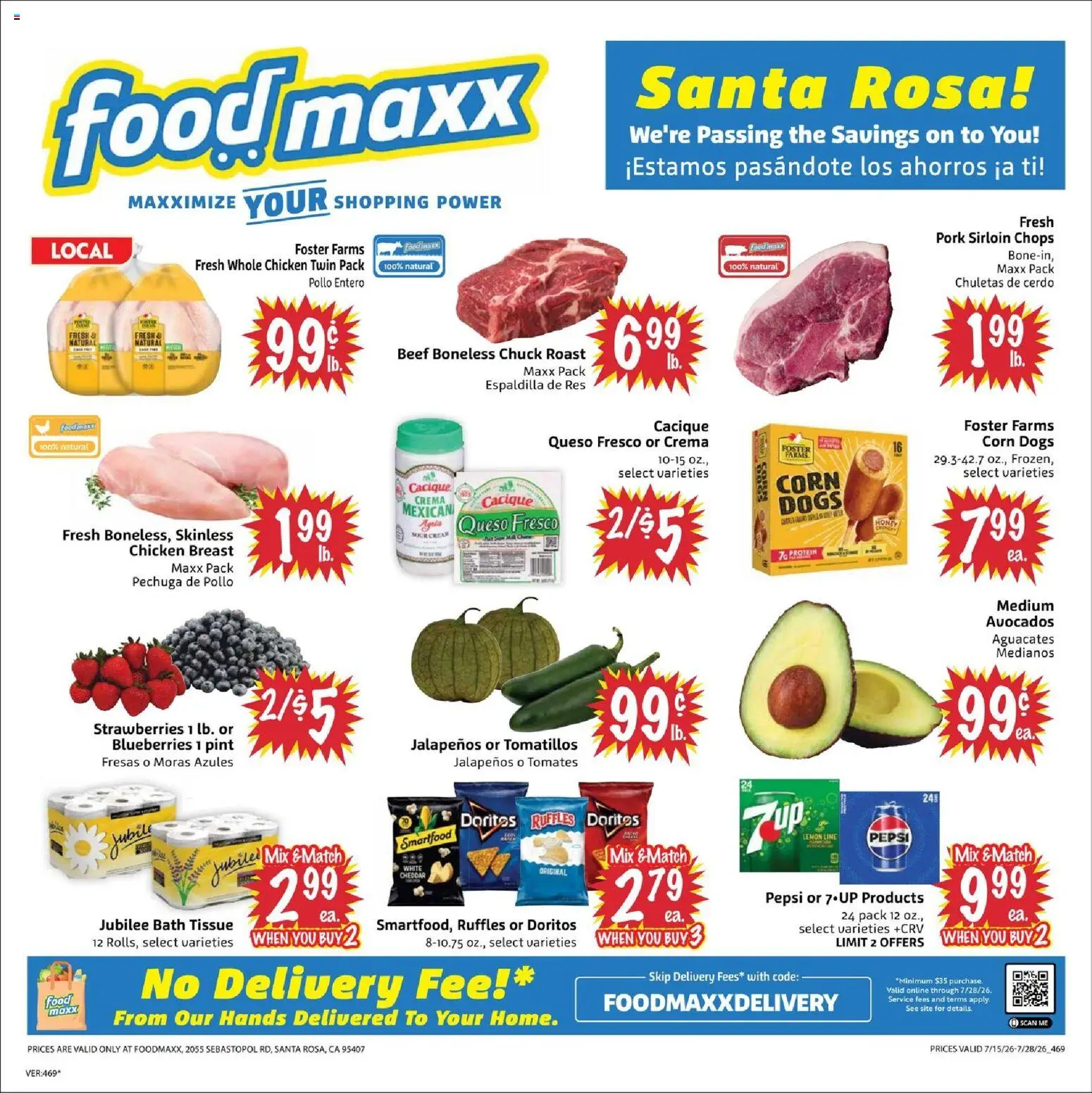 FoodMaxx Weekly Ad - valid from 07/15/2026 | Page: 1 | Products: Corn, Pork, Cream, Blueberries