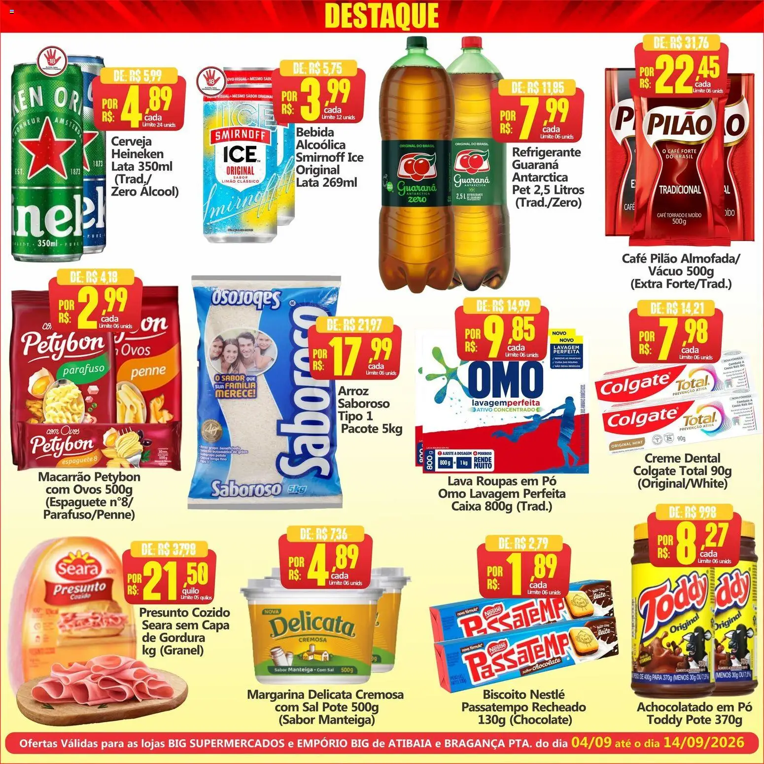 Big Supermercados Folheto - válido de 04/09/2026 | Página: 2 | Produtos: Espaguete, Biscoito, Heineken, Café pilão