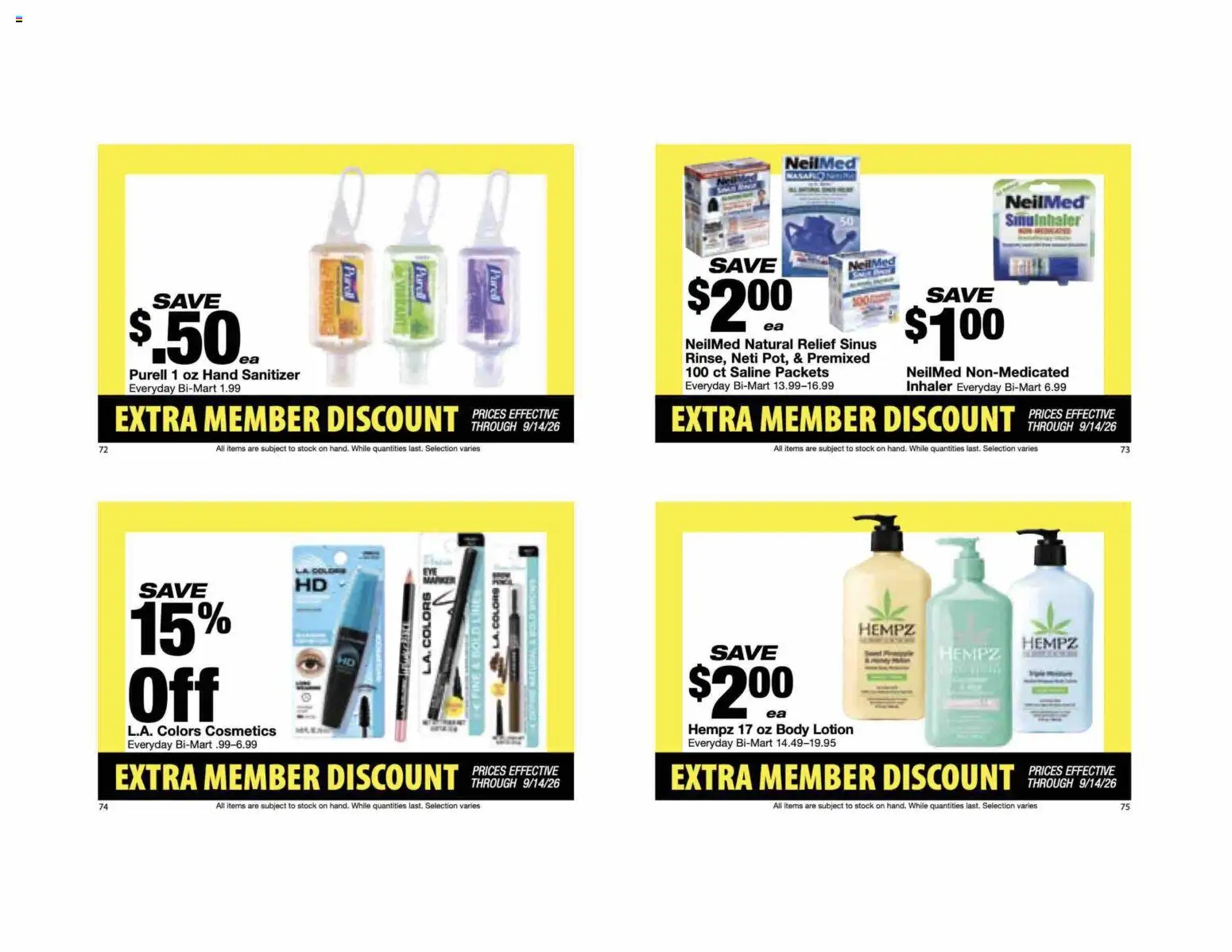 Bi-Mart Extra Member Discount Book - valid from 08/24/2026 | Page: 20 | Products: Hand sanitizer