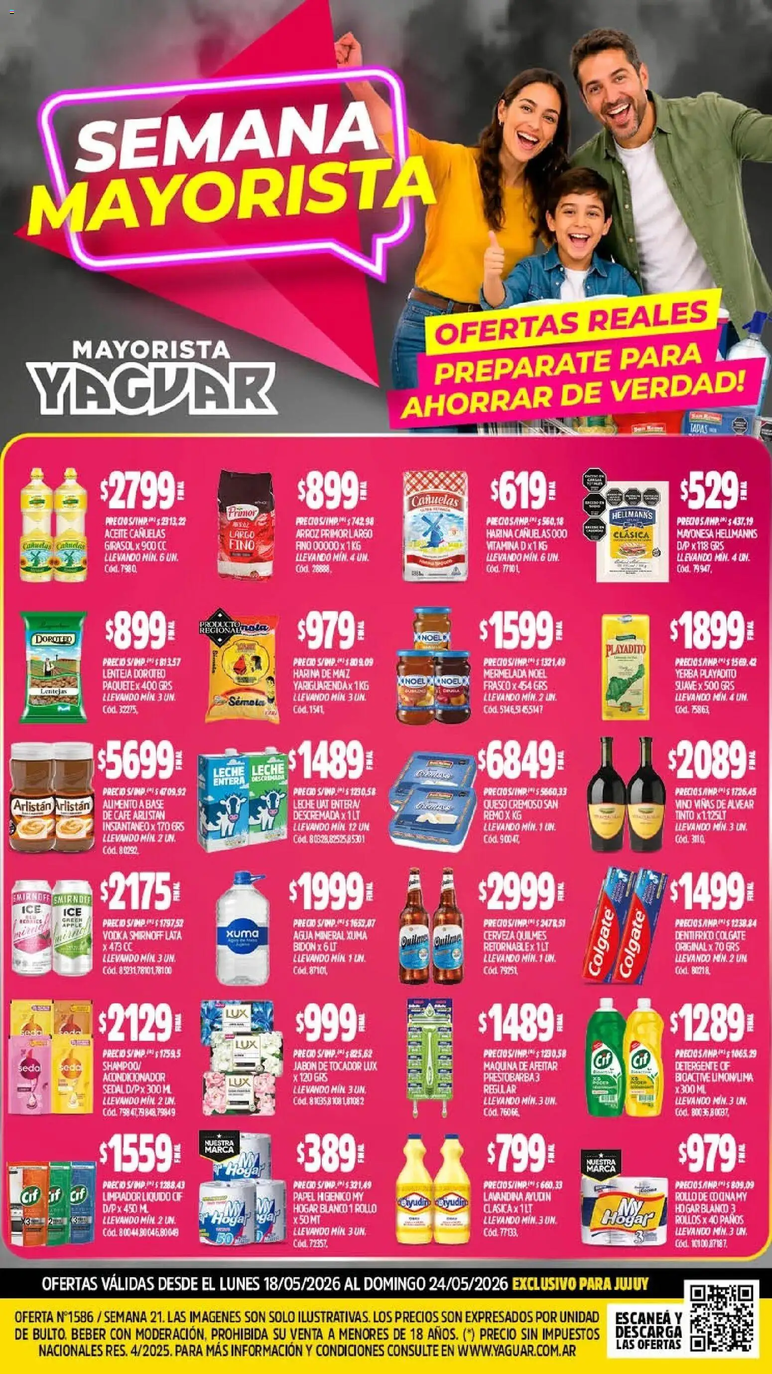 Yaguar - Oferta Semanal Jujuy │ válido desde el 18.05.2026 | Página: 1 | Productos: Bidón, Detergente, Mermelada, Limpiador