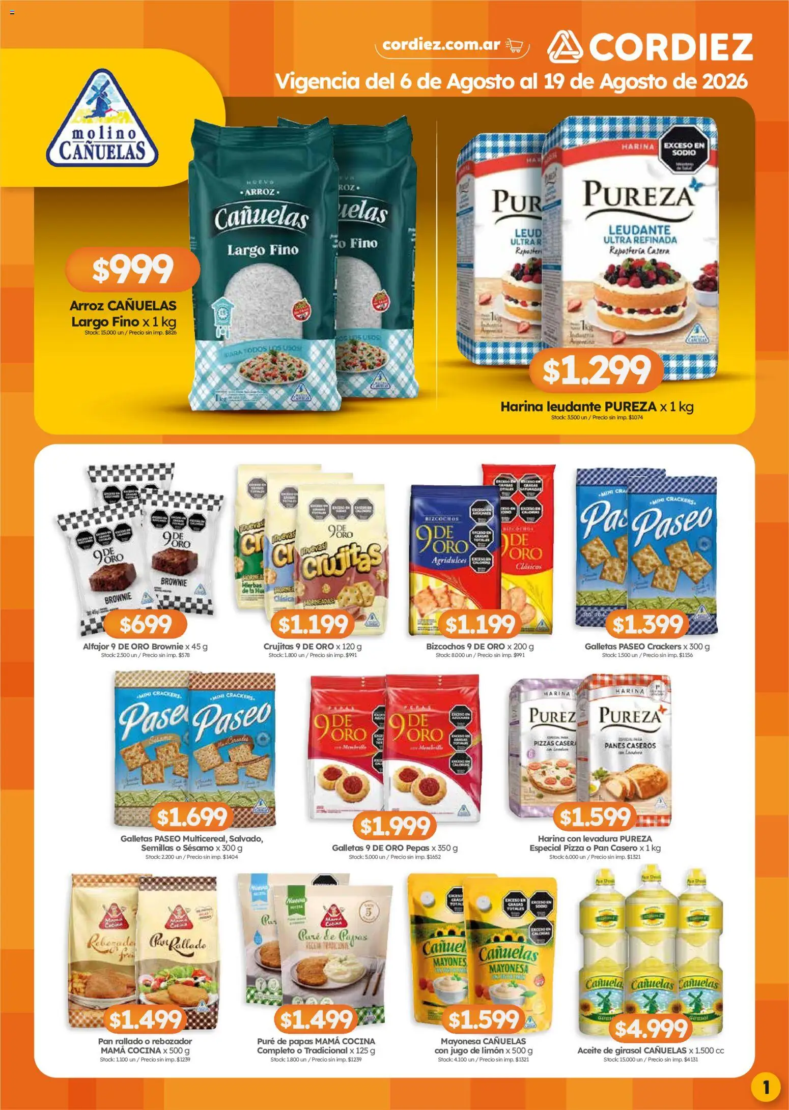 Cordiez ofertas │ válido desde el 06/08/2026 | Página: 1 | Productos: Cocina, Mayonesa, Alfajor, Galletas