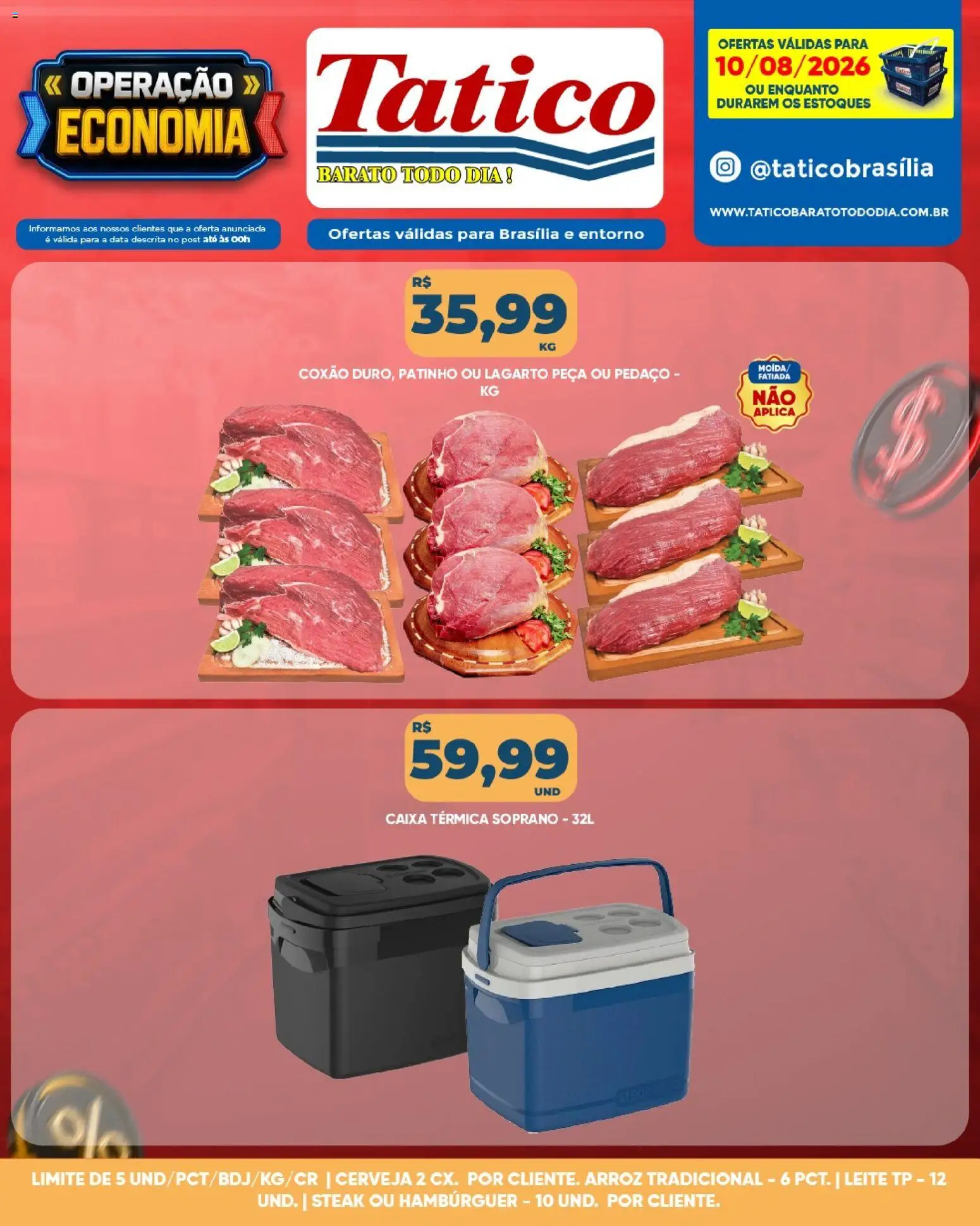 Tatico Folheto - válido de 10/08/2026 | Página: 13 | Produtos: Caixa, Cerveja, Arroz, Hambúrguer