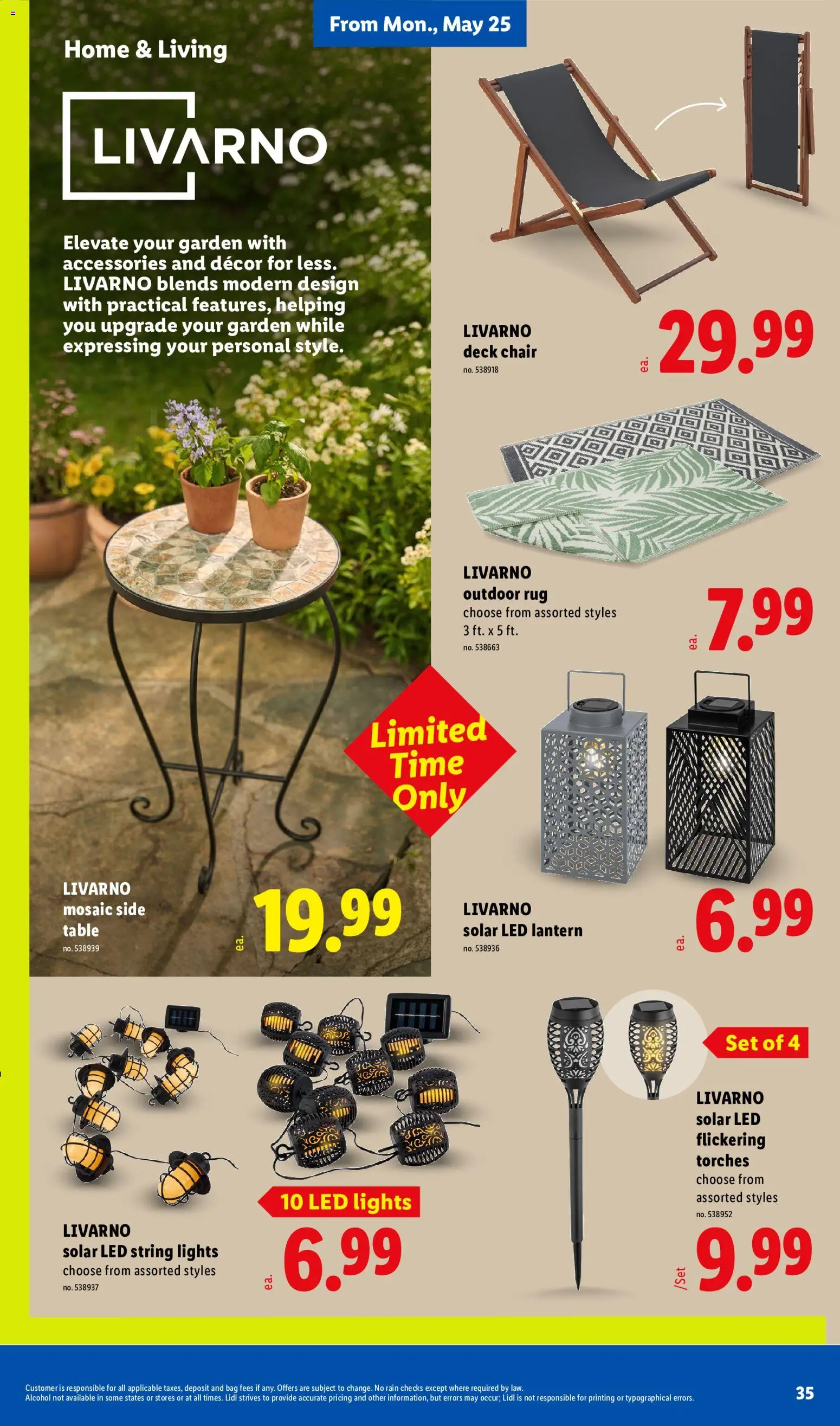 Lidl Weekly Ad - valid from 20.05.2026 | Page: 35 | Products: Deck chair, Table, Chair, Bag