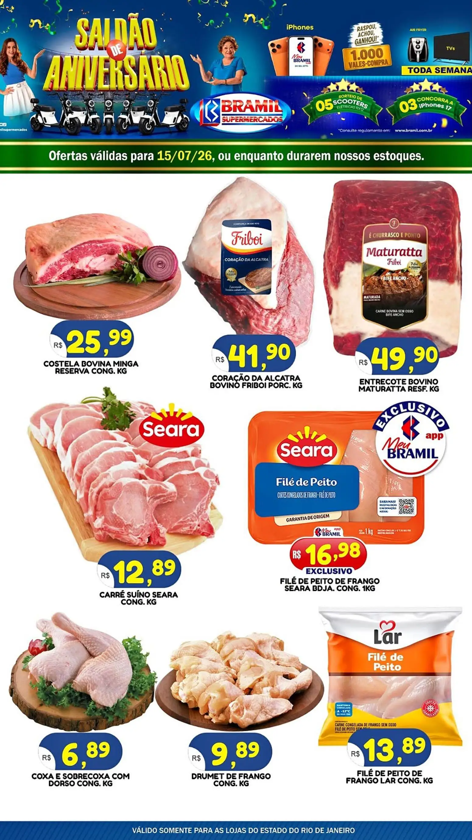 Bramil Supermercados Folheto - válido de 15/07/2026 | Página: 1 | Produtos: Air fryer, Alcatra, Carne, Frango