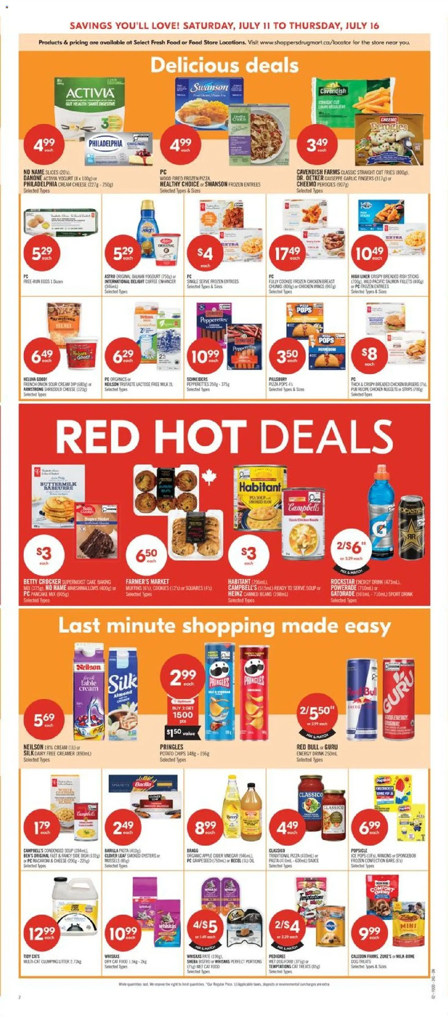 Shoppers flyer valid from Jul 10, 2026 | Page: 5 | Products: Sour cream, Table, Cheese, Pizza