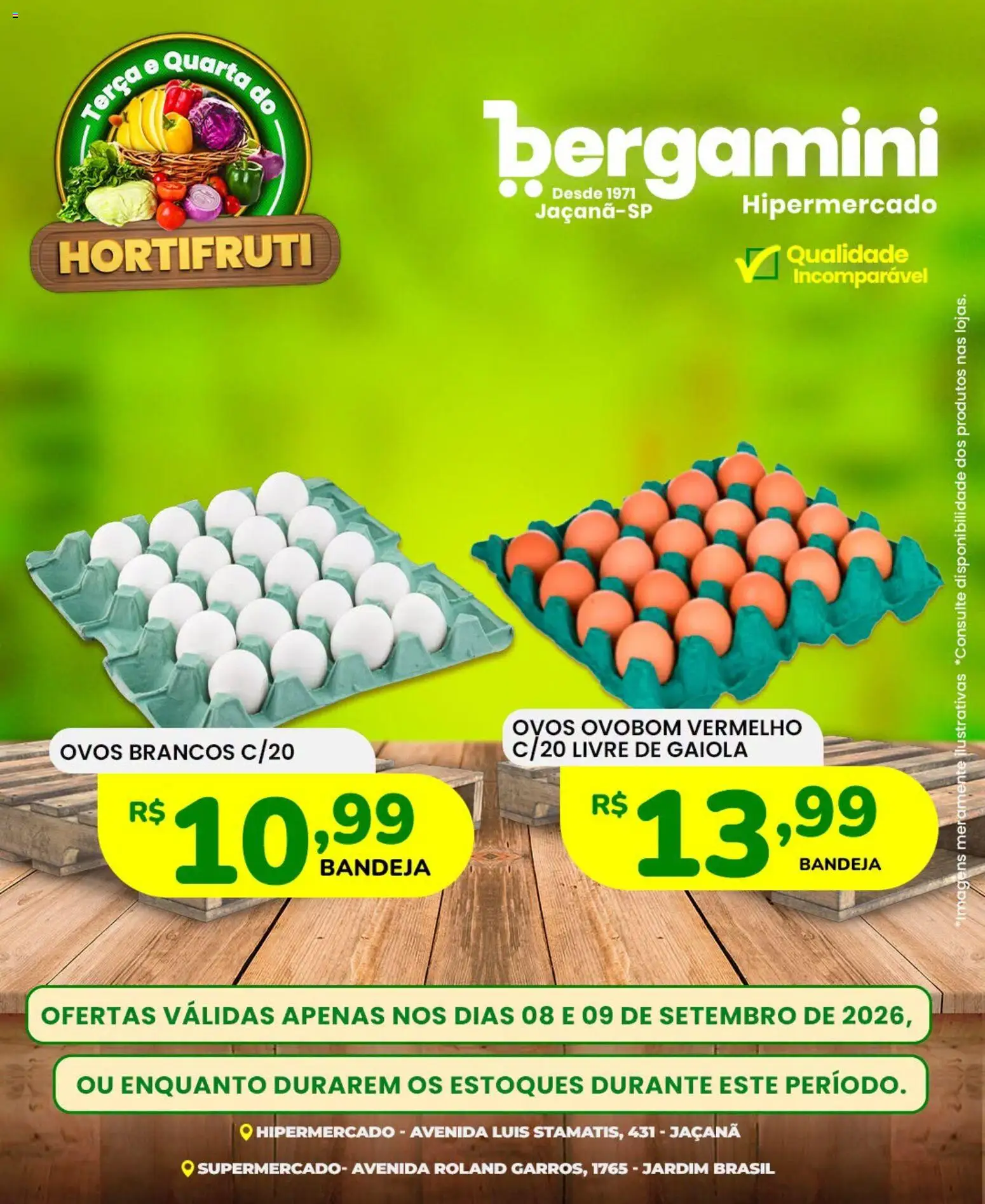 Supermercado Bergamini Folheto - válido de 08/09/2026 | Página: 2 | Produtos: Ovos, Gaiola, Bandeja