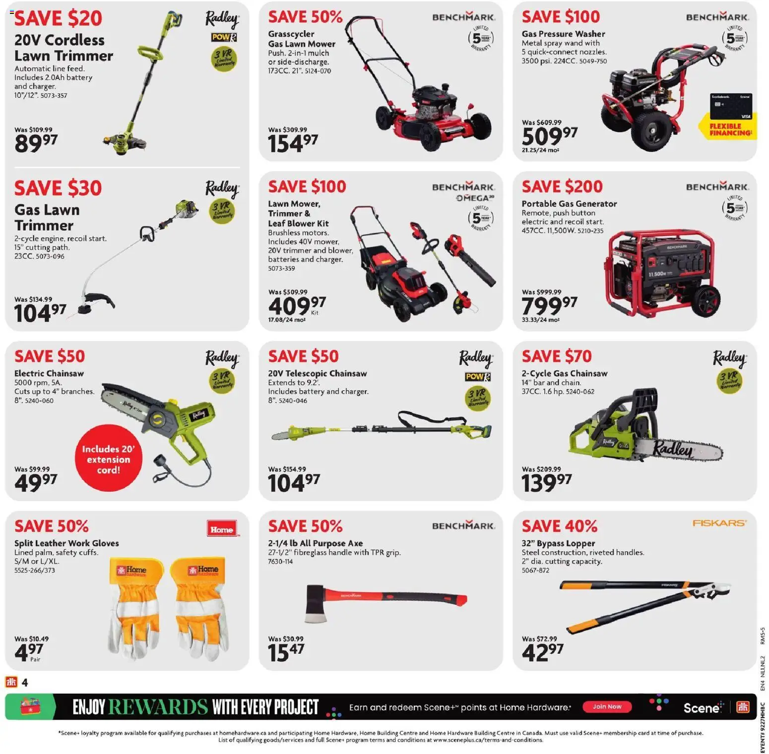 Home Hardware flyer valid from Jul 2, 2026 | Page: 5 | Products: Gloves, Mower, Battery