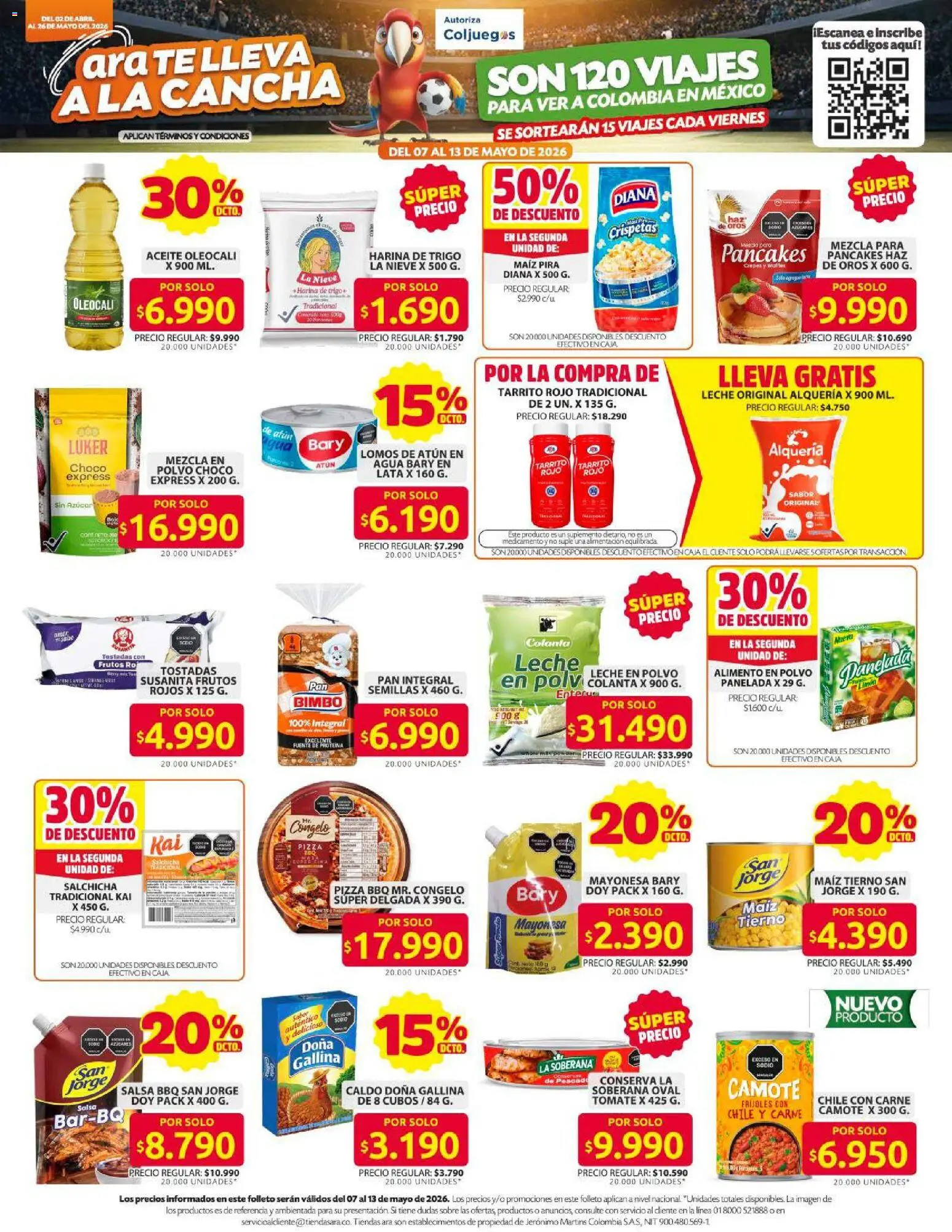 Ara revista - valida desde el 07.05.2026 | Página: 2 | Productos: Leche en polvo, Aceite, Pan, Pizza