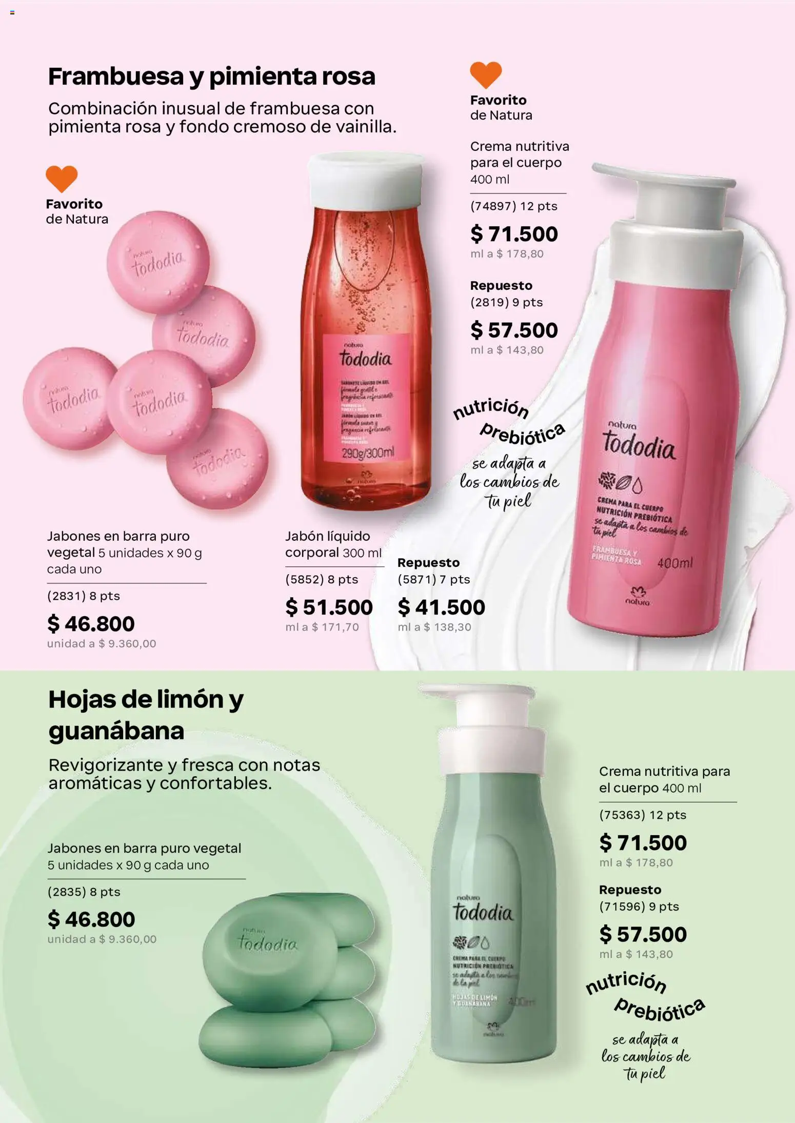 Natura revista - valida desde el 01/07/2026 | Página: 124 | Productos: Pimienta, Crema, Jabón líquido, Jabón
