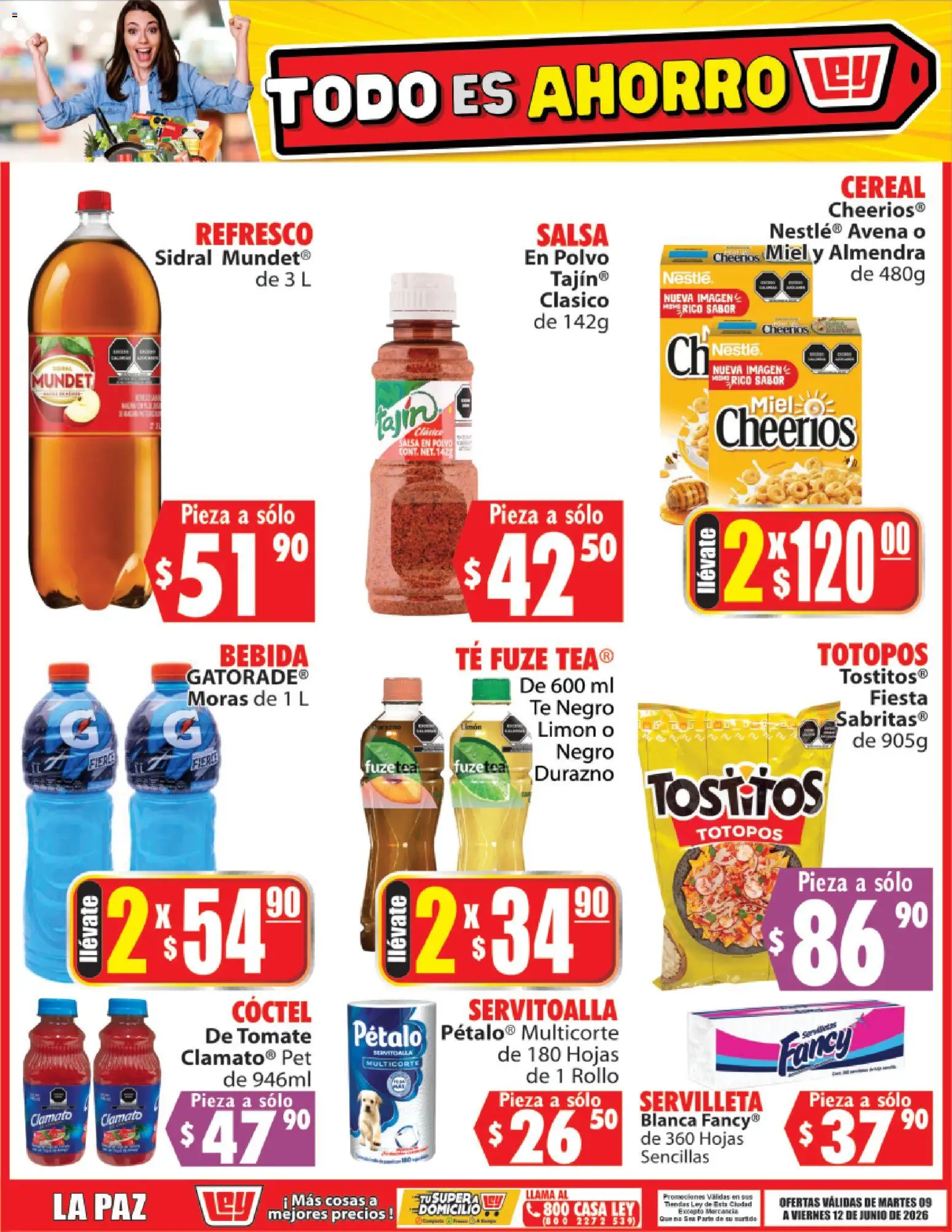 Nuevas ofertas de Casa Ley válidas en toda la República Mexicana desde el 09.06.2026. ¡Encuentra las mejores ofertas en Casa Ley folleto Todo es ahorro! | Página: 8 | Productos: Durazno, Avena, Tomate, Té