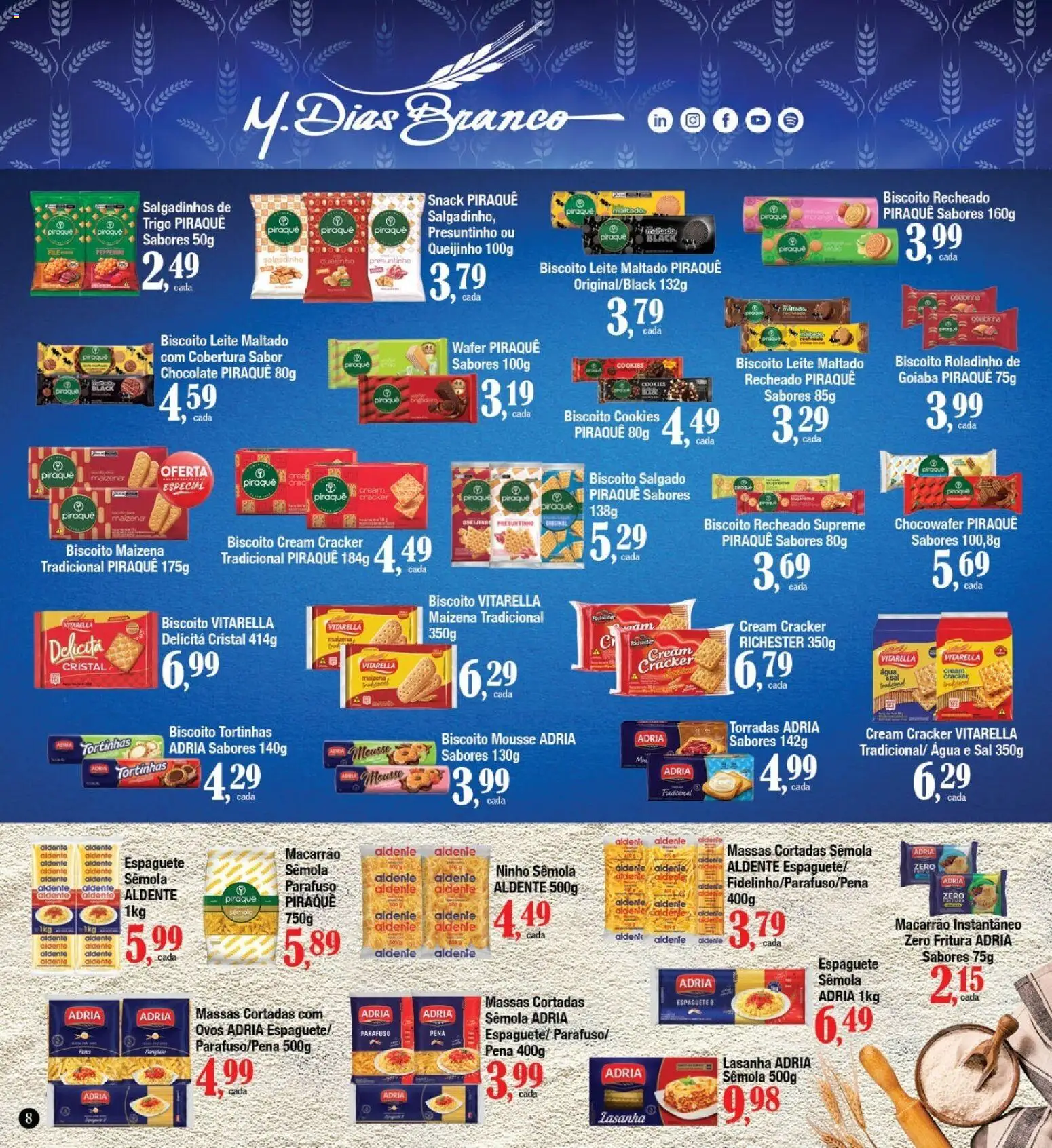 Supermercados Unidos Folheto - válido de 01.06.2026 | Página: 8 | Produtos: Espaguete, Biscoito, Leite, Biscoito recheado
