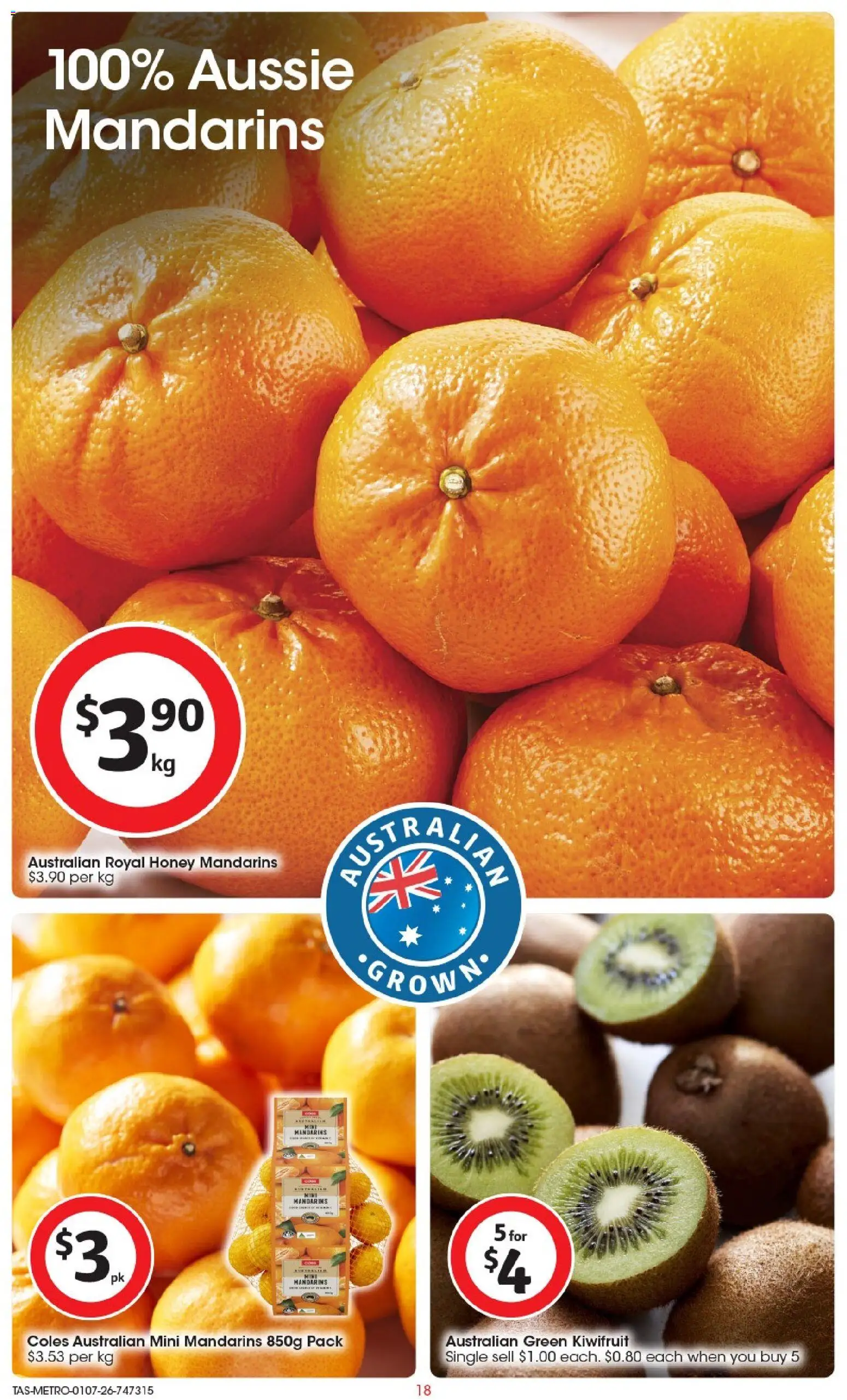 Coles catalogue - valid from 01/07/2026 | Page: 18 | Products: Honey, Kiwifruit, Mandarins