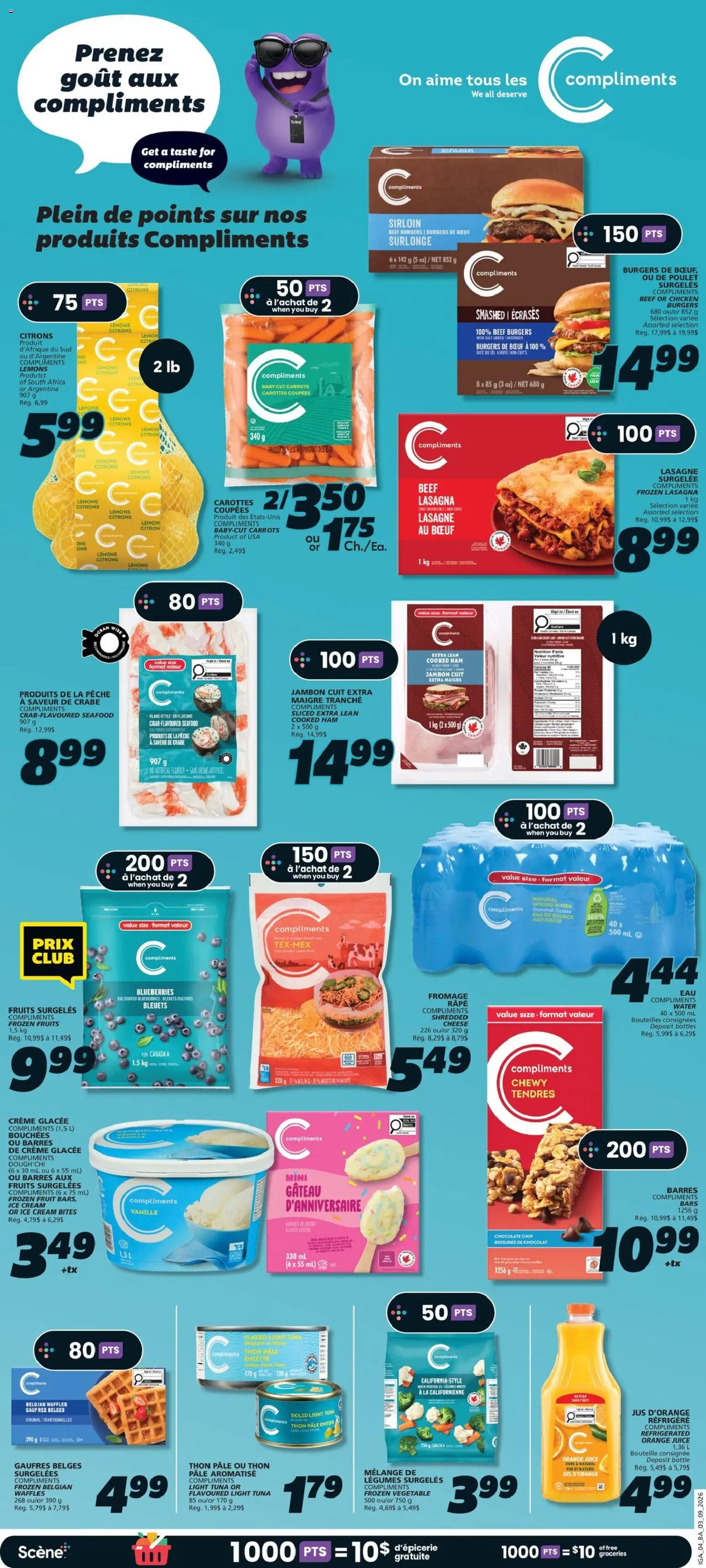IGA flyer valid from Sep 3, 2026 | Page: 4 | Products: Beef, Lemons, Cream, Juice