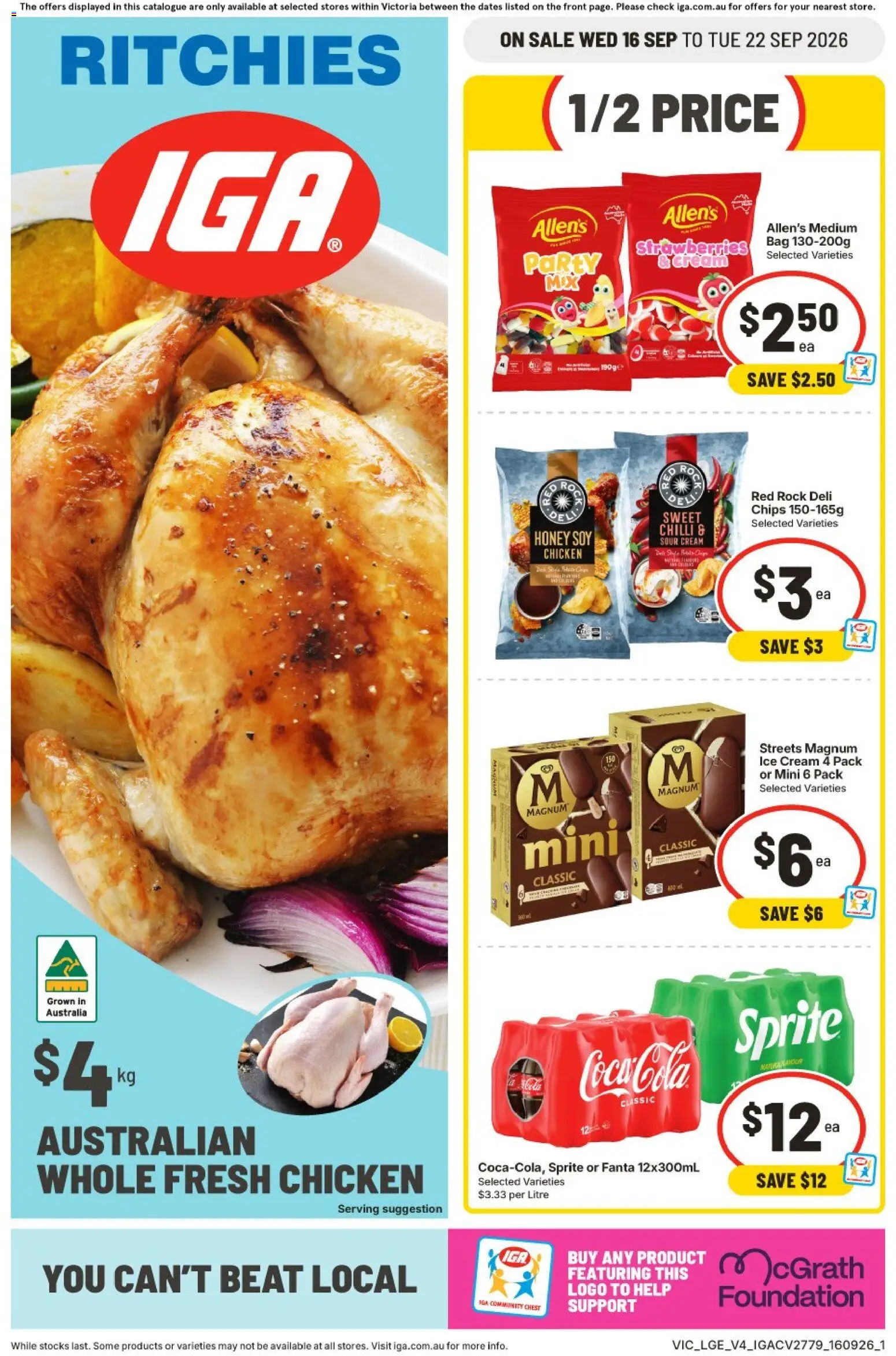 IGA catalogue - valid from 16/09/2026 | Page: 1 | Products: Ice cream, Ice, Sprite, Fanta
