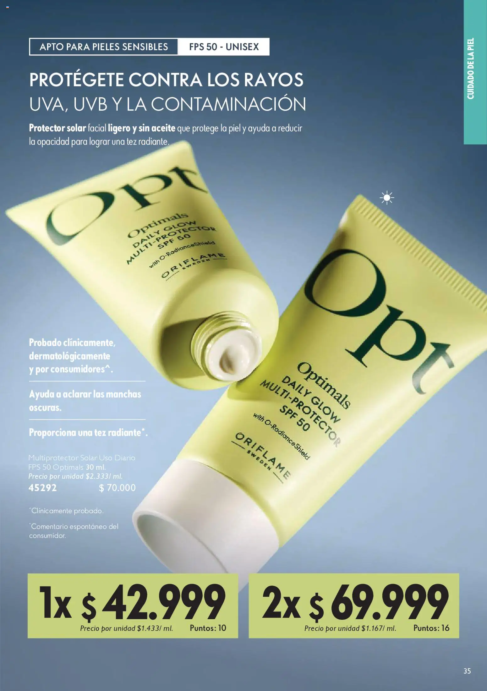 Oriflame revista - valida desde el 09.05.2026 | Página: 37 | Productos: Protector solar, Aceite
